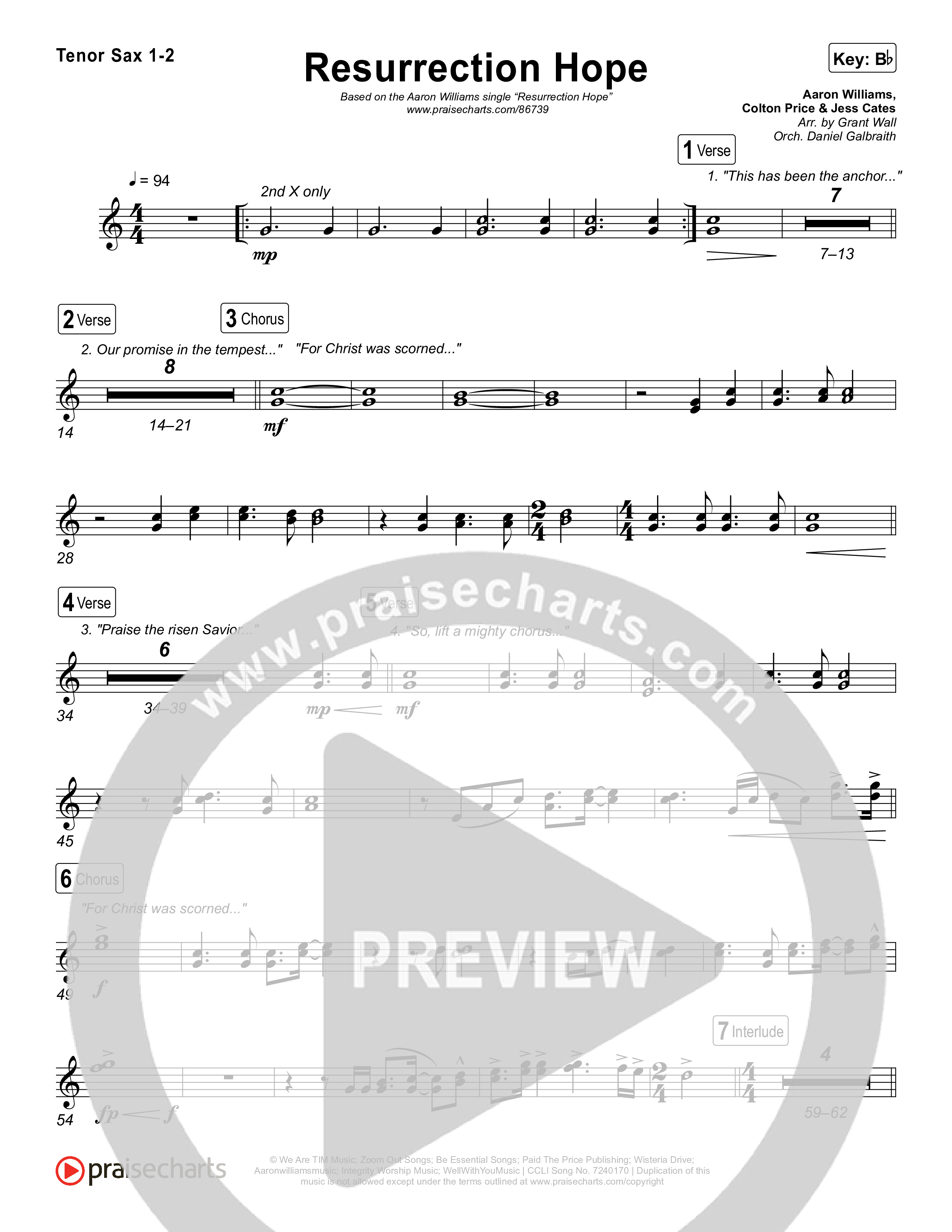 Resurrection Hope Tenor Sax 1,2 (Aaron Williams)