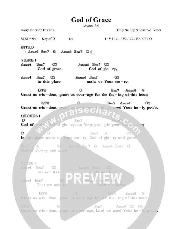God Of Grace Chord Chart (Symphony In Red)