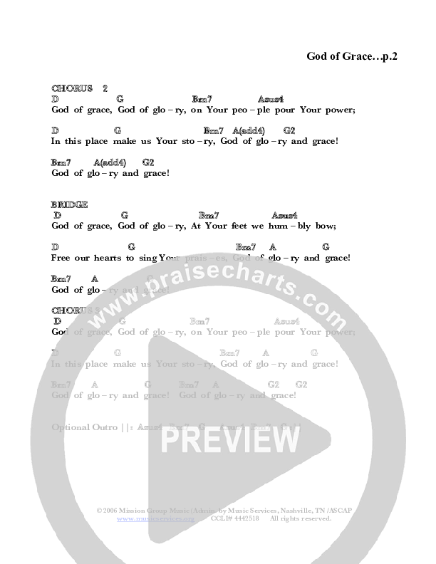 God Of Grace Chord Chart (Symphony In Red)