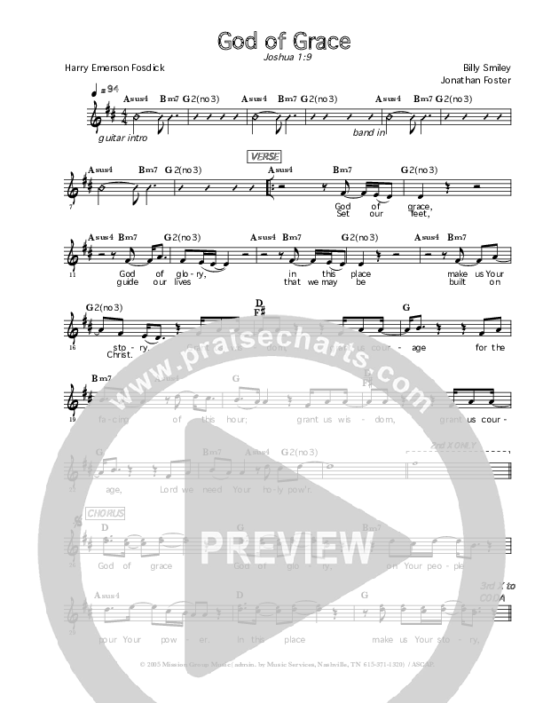 God Of Grace Lead Sheet (Symphony In Red)