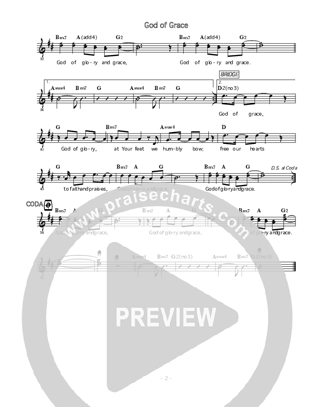 God Of Grace Lead Sheet (Symphony In Red)