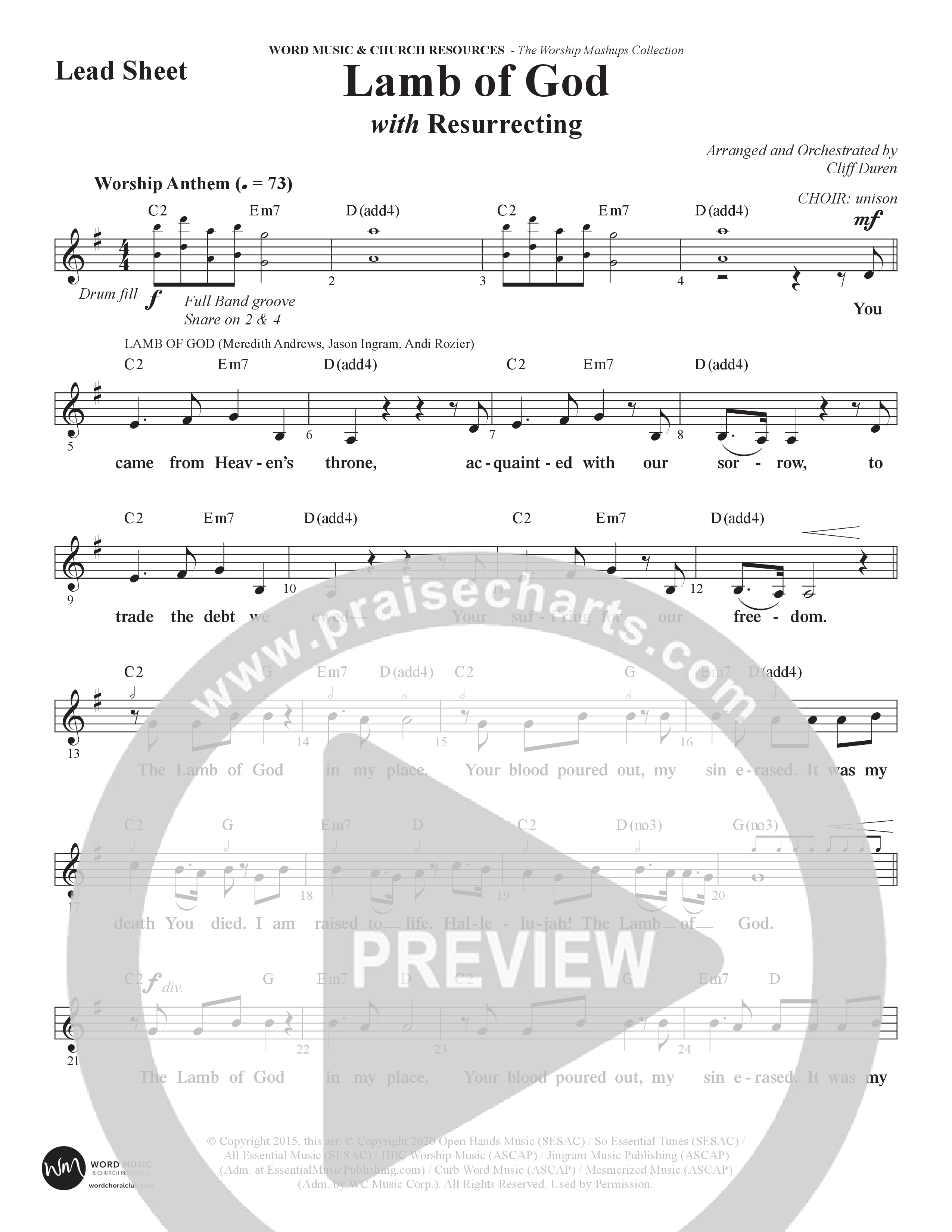 The Worship Mashups Collection (9 Song Choral Collection) Song 6 (Lead & Chords) (Word Music Choral / Arr. Cliff Duren)