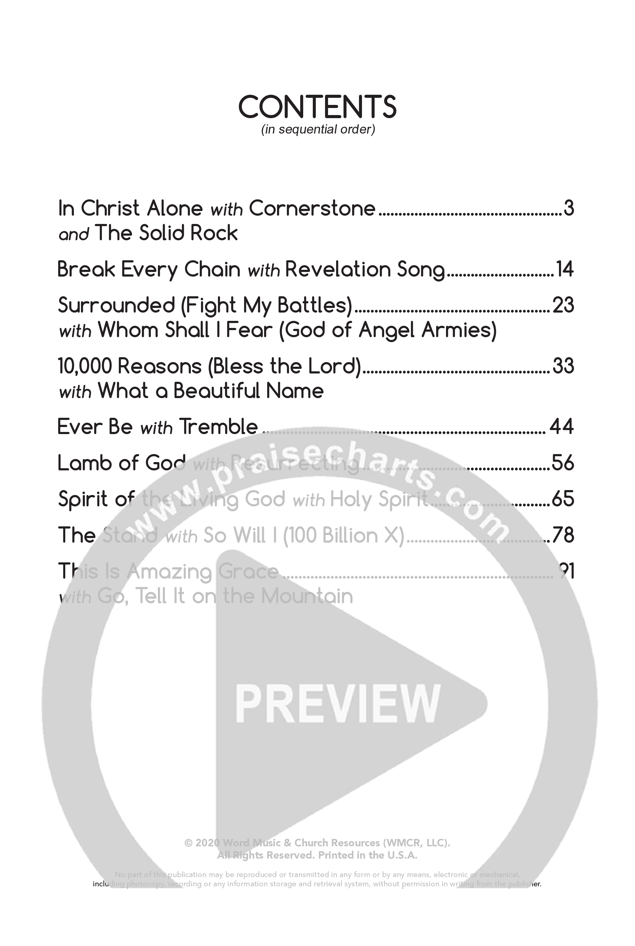 The Worship Mashups Collection (9 Song Choral Collection) Table Of Contents (Word Music Choral / Arr. Cliff Duren)