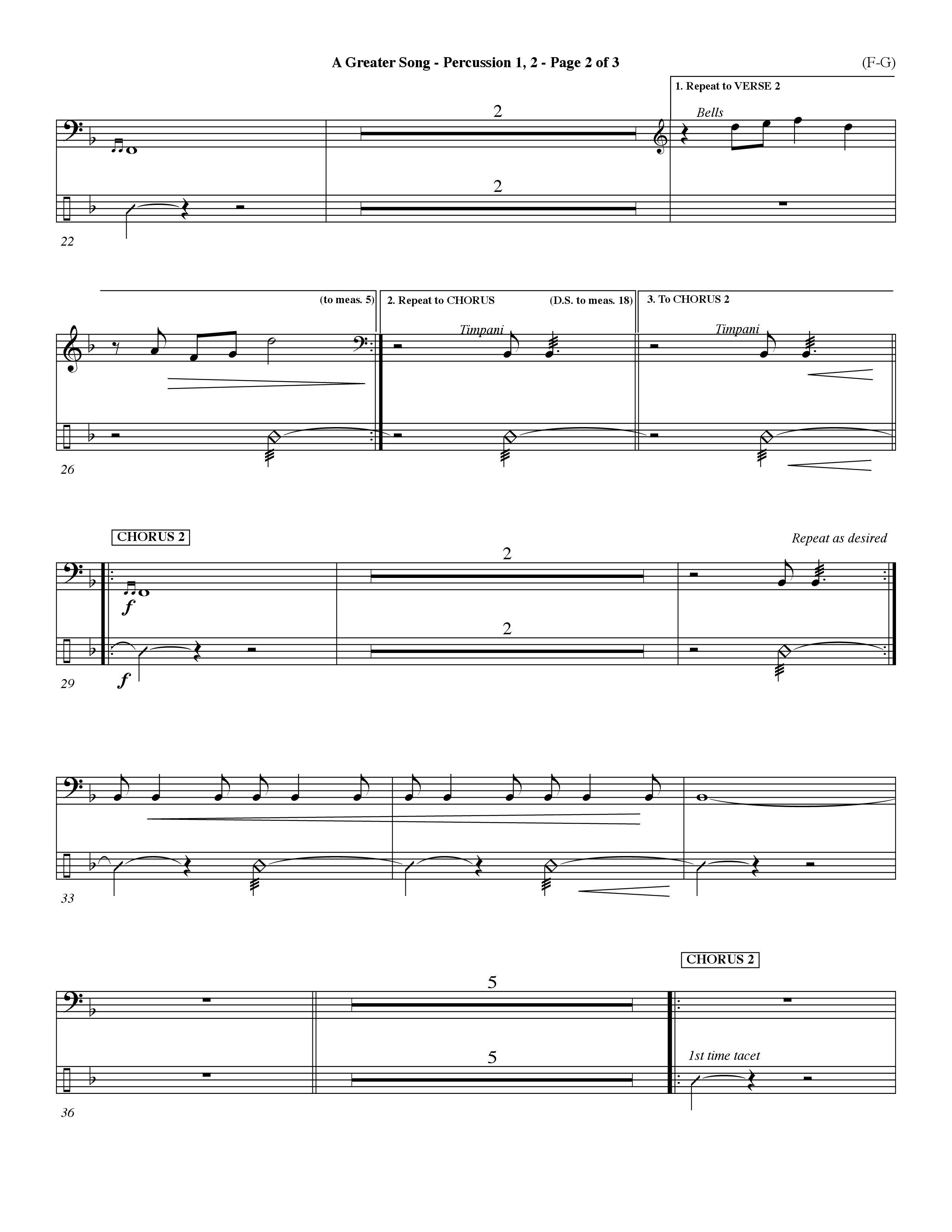 A Greater Song (Choral Anthem SATB) Percussion 1/2 (Word Music Choral / Orch. Billy Payne)