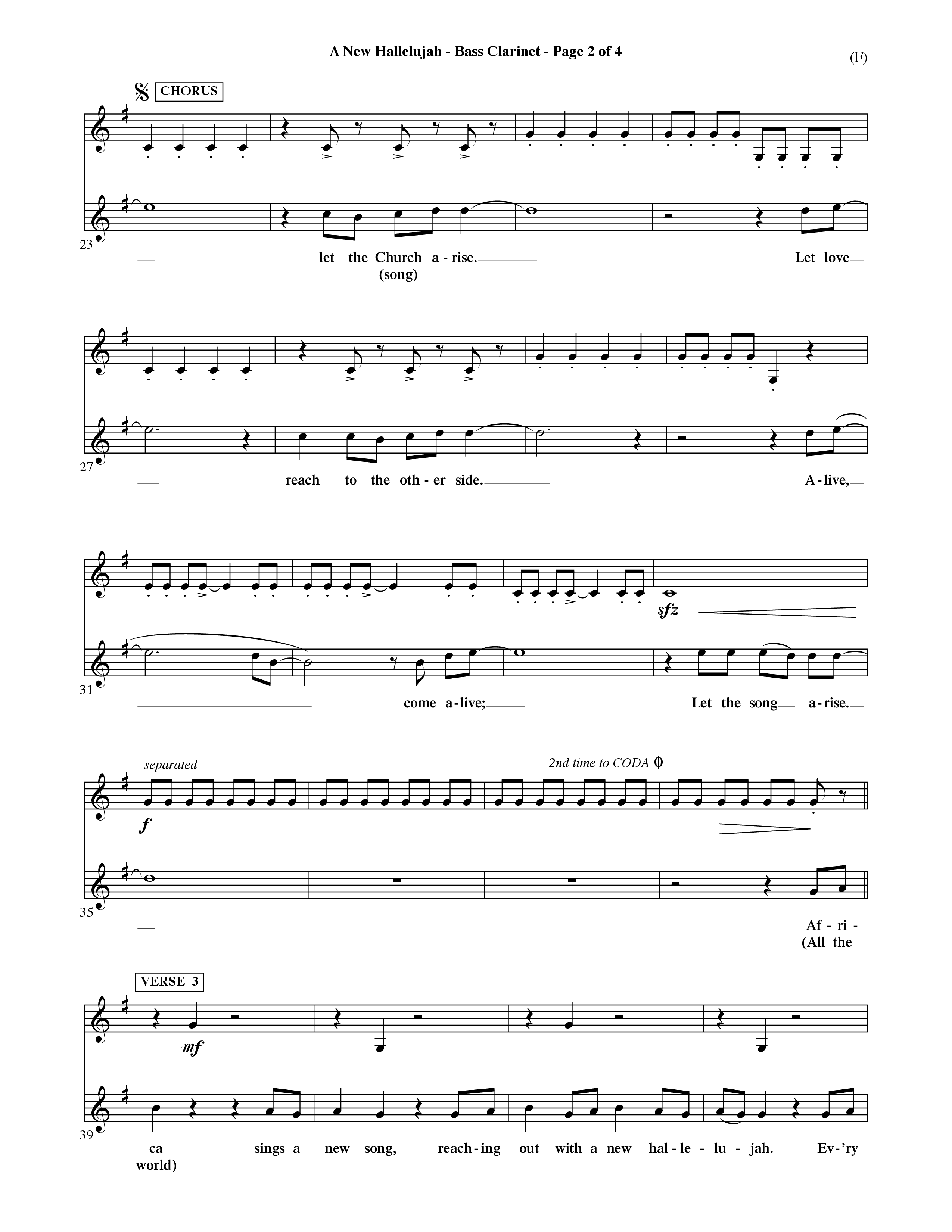 A New Hallelujah (Choral Anthem SATB) Bass Clarinet (Word Music Choral / Arr. David Shipps)