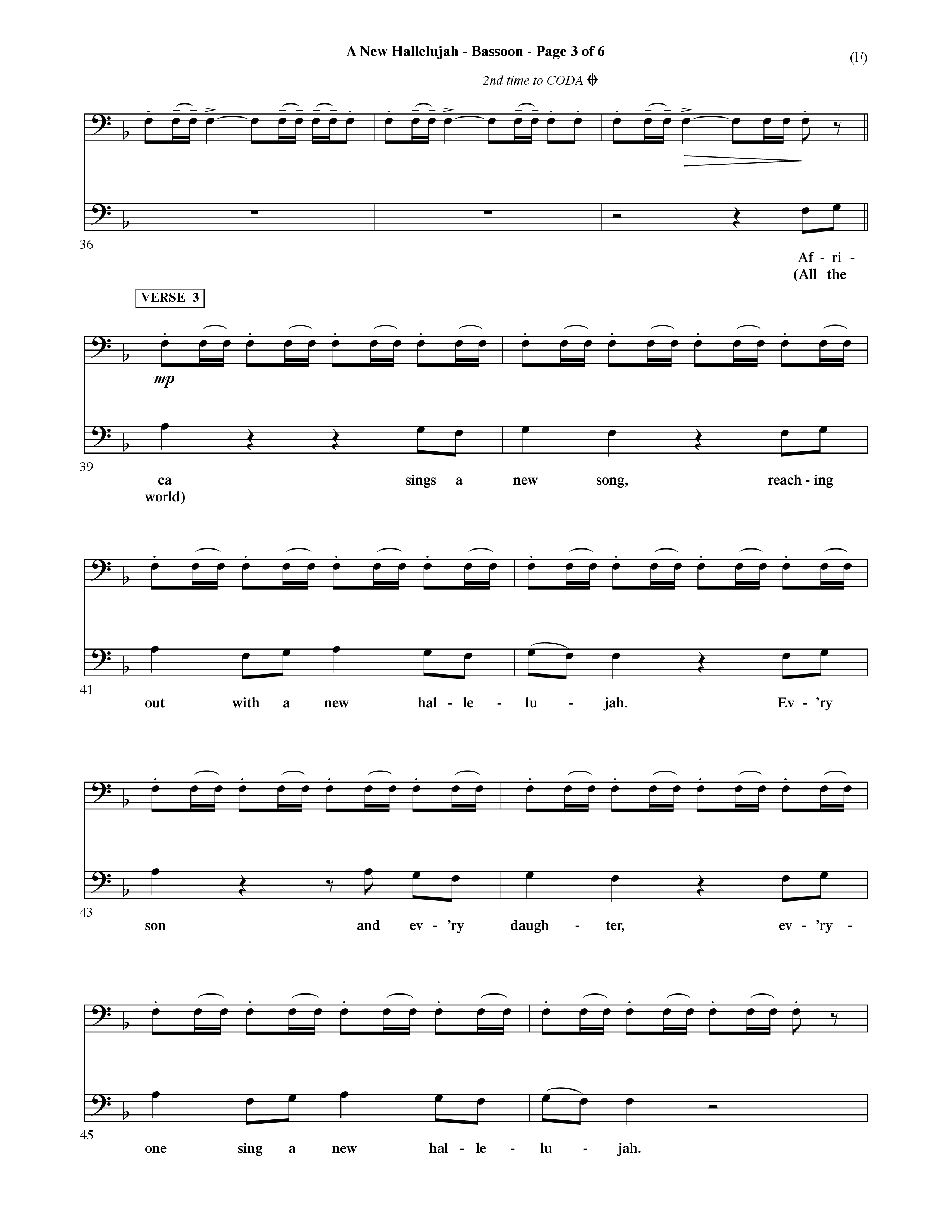 A New Hallelujah (Choral Anthem SATB) Bassoon (Word Music Choral / Arr. David Shipps)