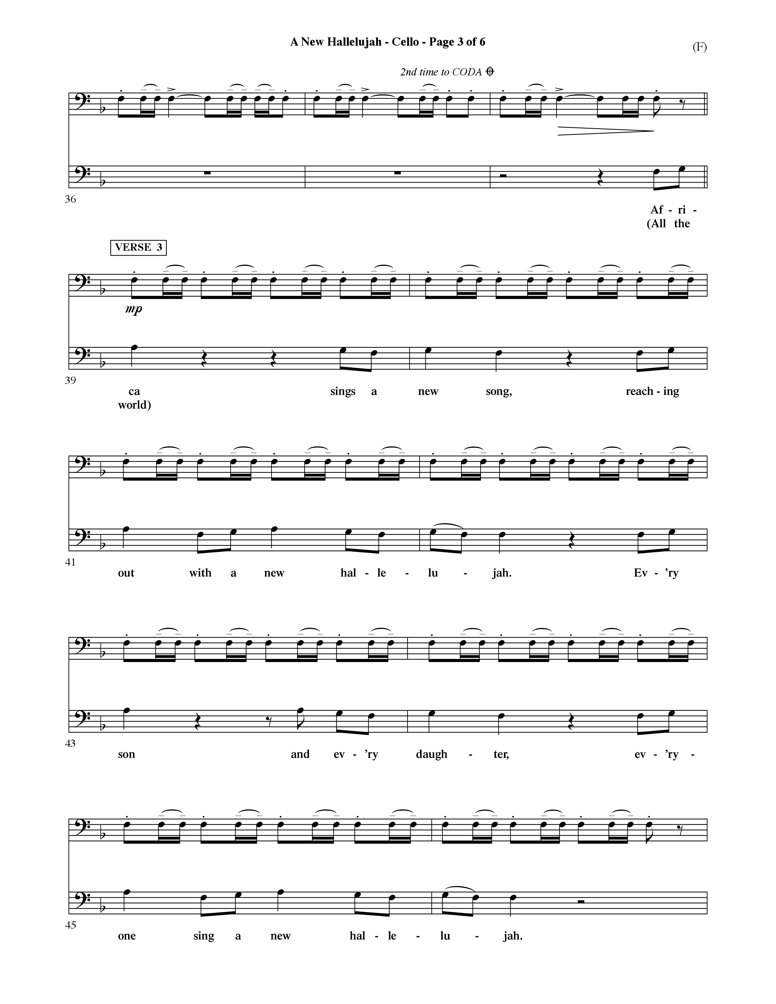 A New Hallelujah (Choral Anthem SATB) Cello (Word Music Choral / Arr. David Shipps)