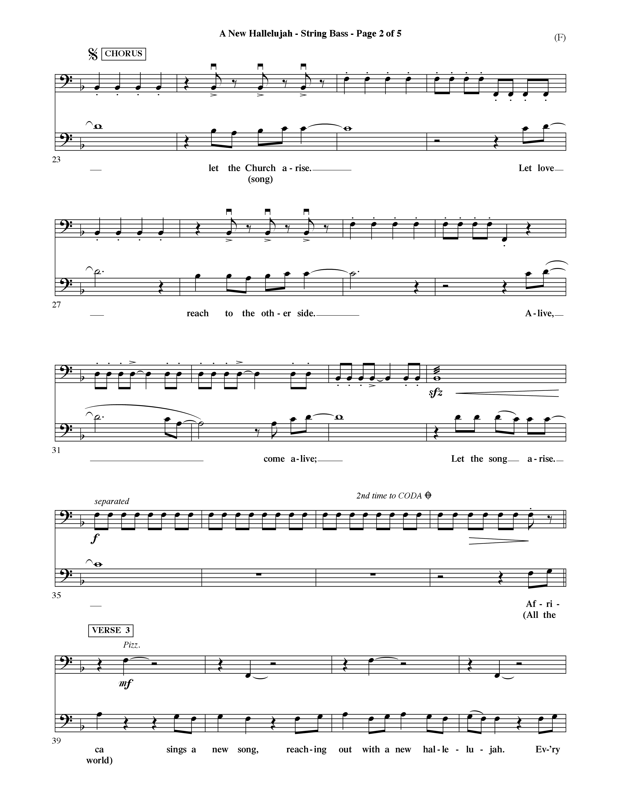 A New Hallelujah (Choral Anthem SATB) Double Bass (Word Music Choral / Arr. David Shipps)