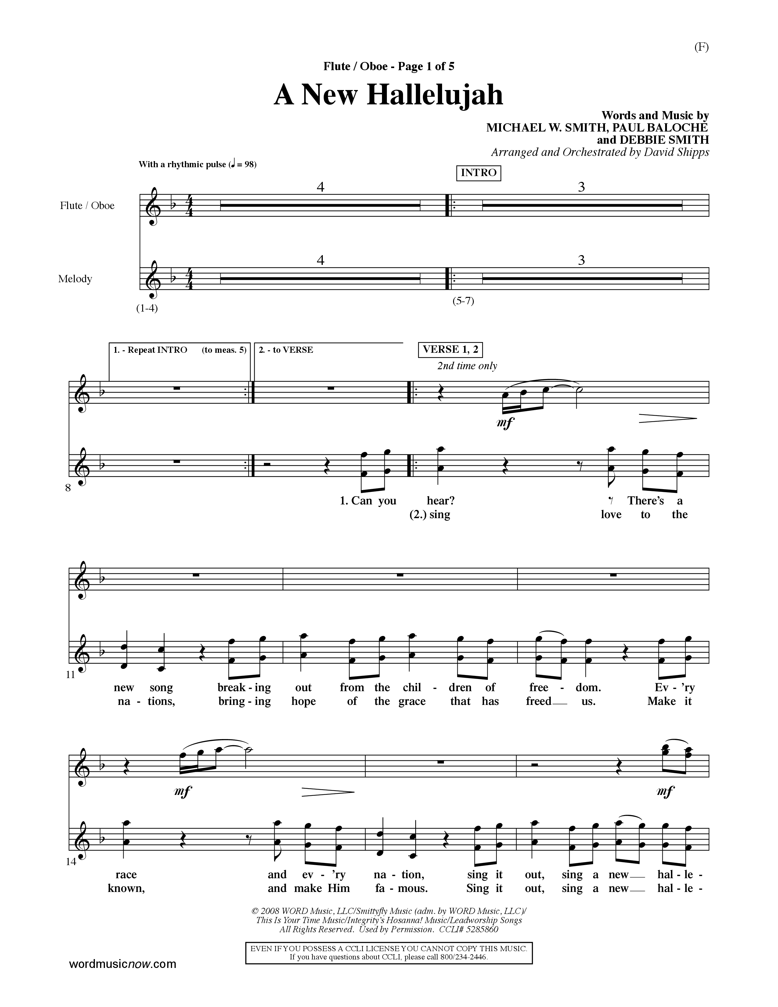 A New Hallelujah (Choral Anthem SATB) Flute/Oboe (Word Music Choral / Arr. David Shipps)