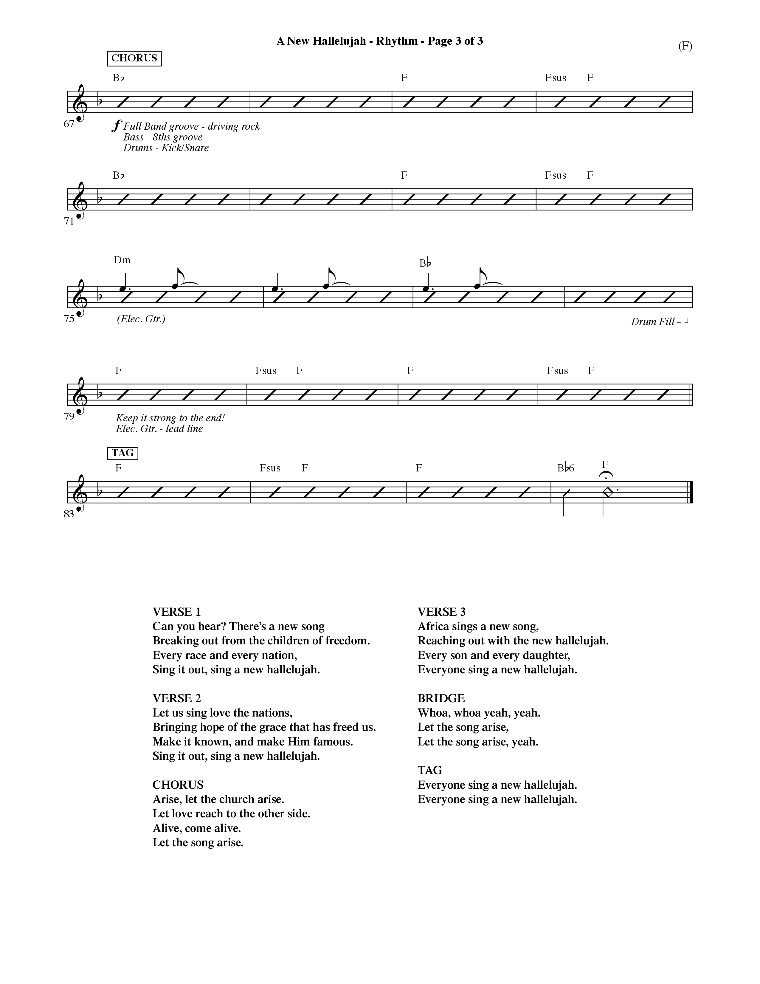 A New Hallelujah (Choral Anthem SATB) Rhythm Chart (Word Music Choral / Arr. David Shipps)