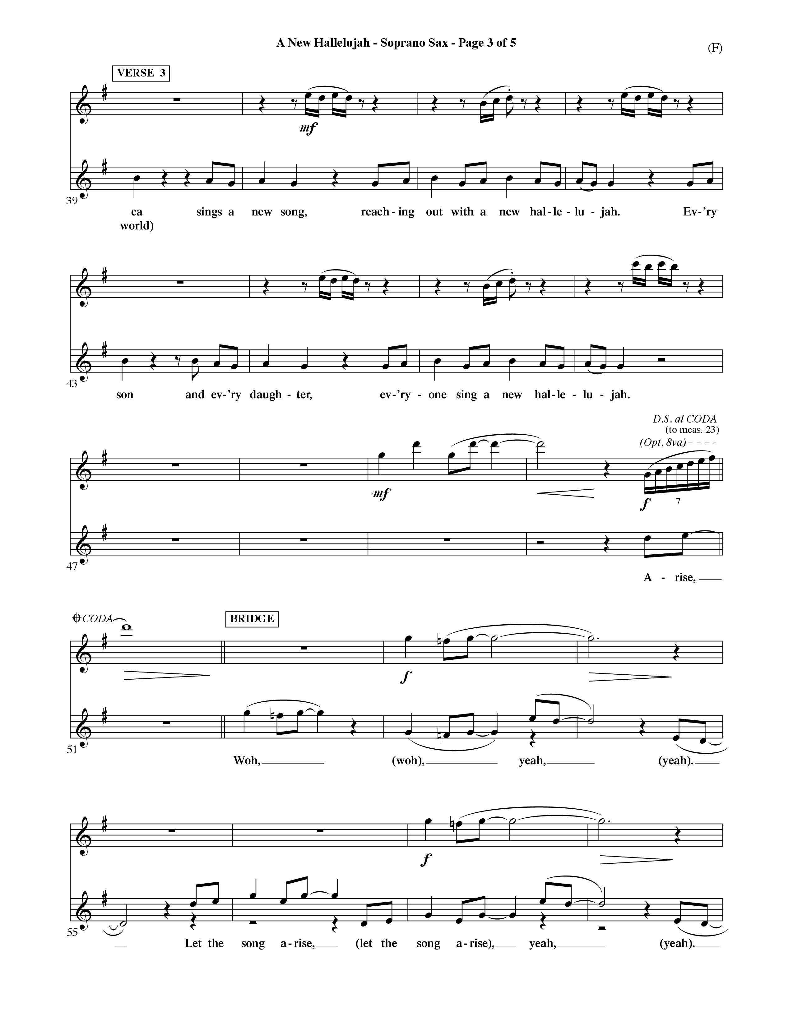 A New Hallelujah (Choral Anthem SATB) Saxophone (Word Music Choral / Arr. David Shipps)