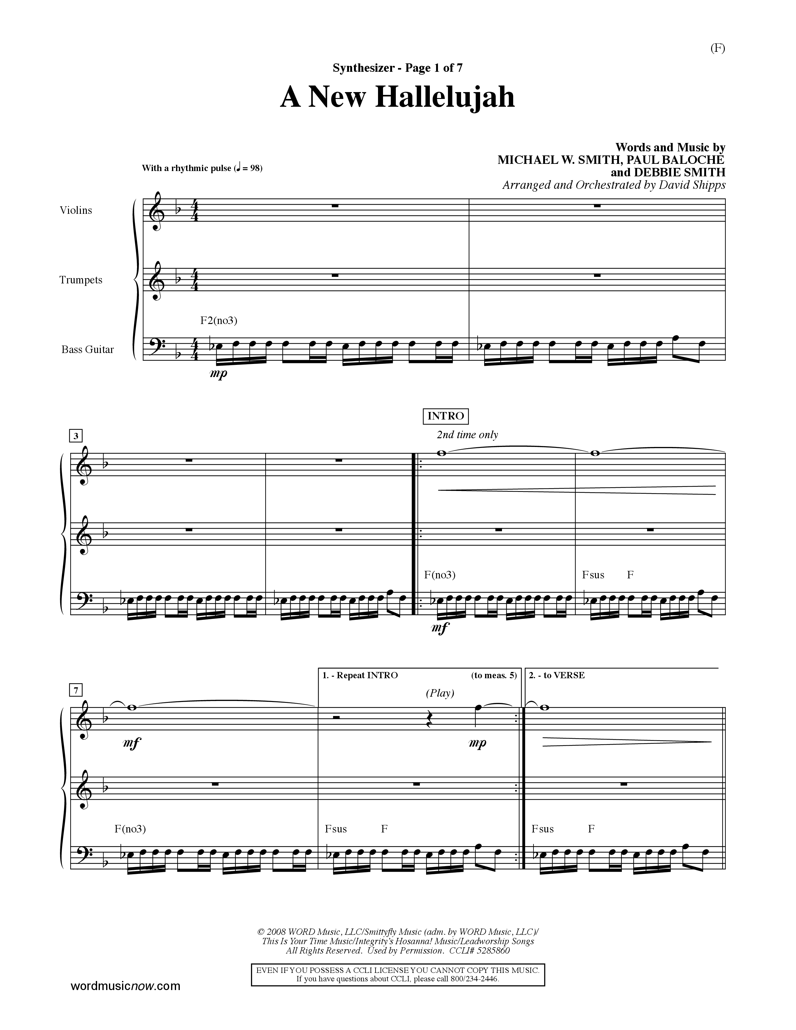 A New Hallelujah (Choral Anthem SATB) Synth (Word Music Choral / Arr. David Shipps)