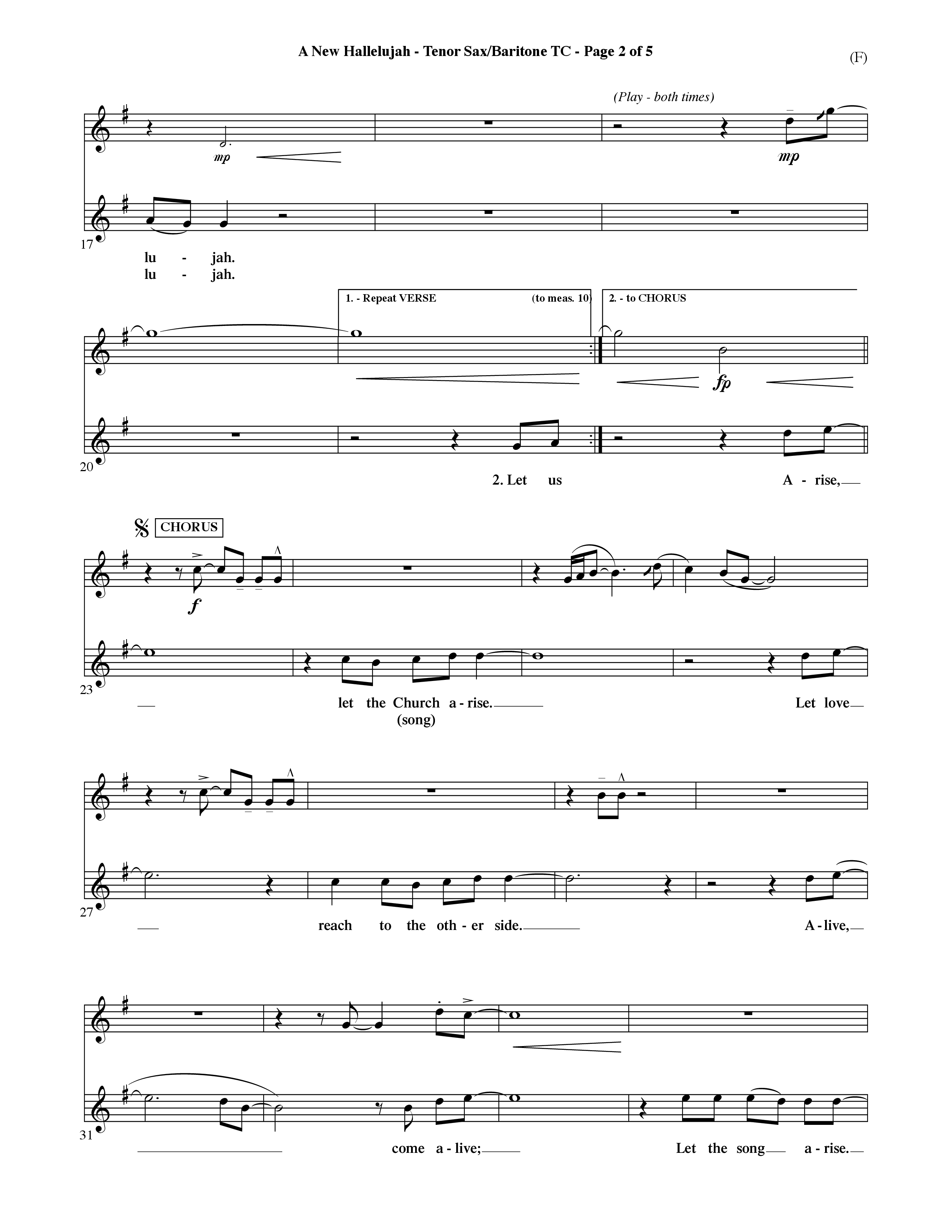 A New Hallelujah (Choral Anthem SATB) Tenor Sax/Baritone T.C. (Word Music Choral / Arr. David Shipps)