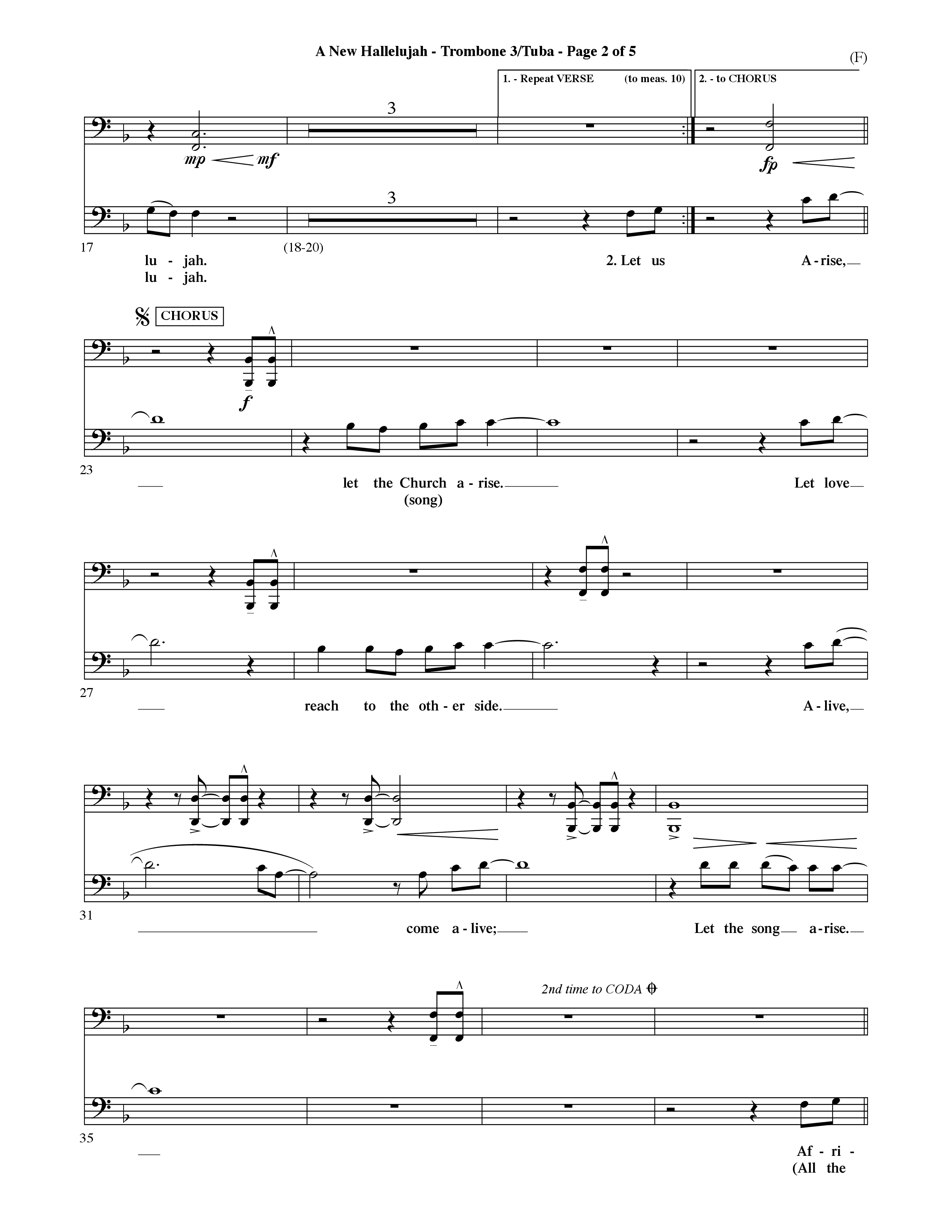 A New Hallelujah (Choral Anthem SATB) Trombone 3/Tuba (Word Music Choral / Arr. David Shipps)