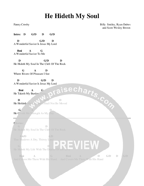 He Hideth My Soul Chord Chart (Scott Wesley Brown)