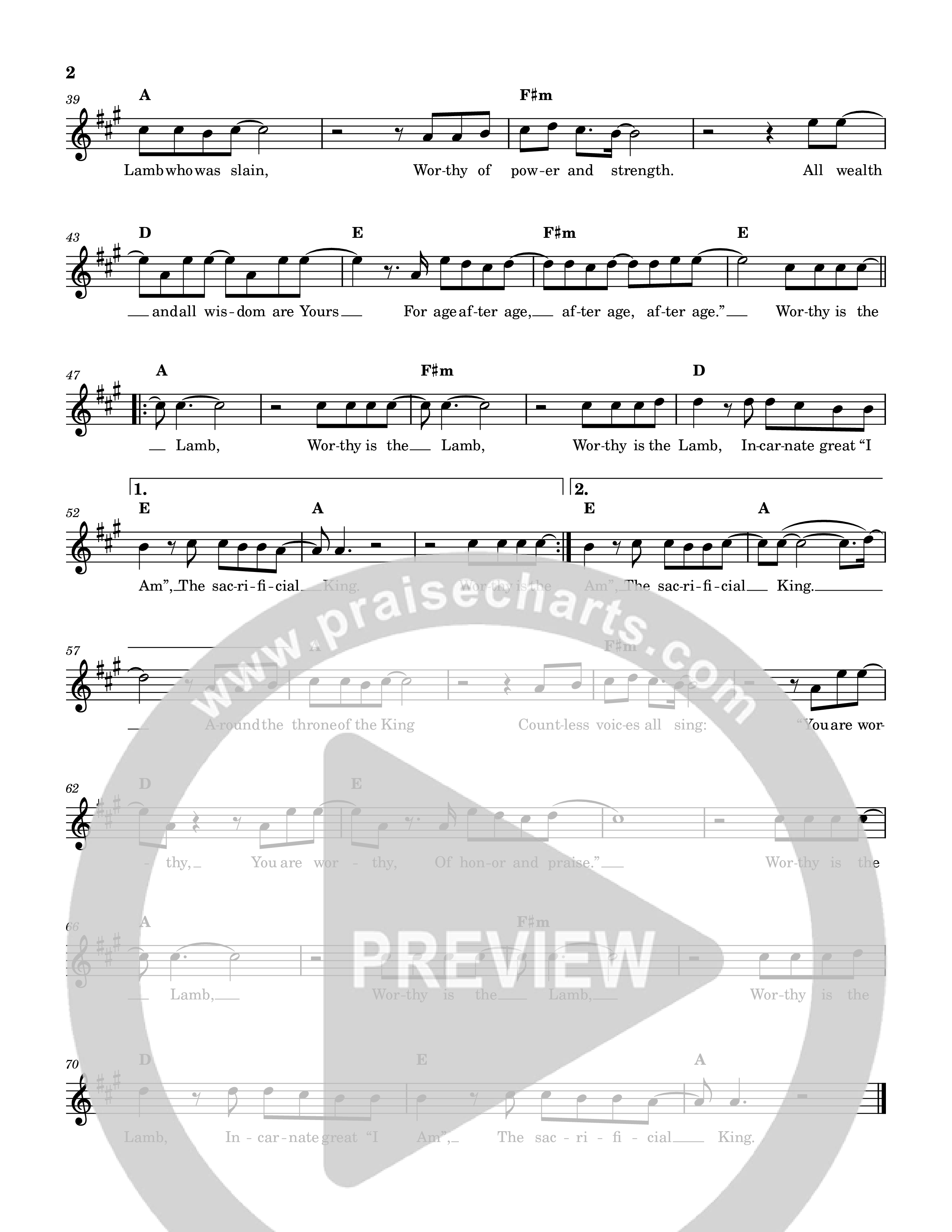 Worthy Is The Lamb Lead Sheet Melody (Reawaken Hymns)