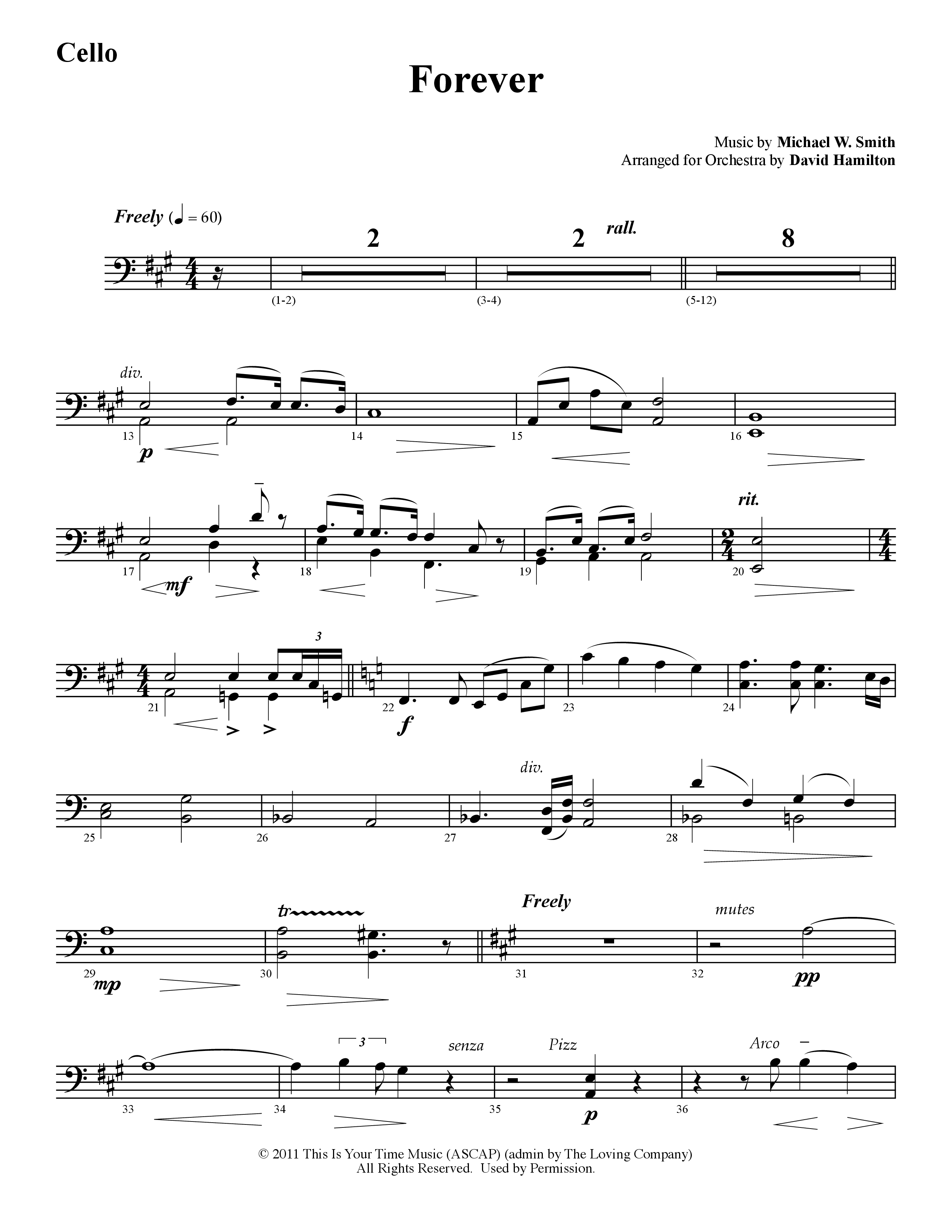 Forever (Instrumental) Cello (Word Music / Arr. David Hamilton)