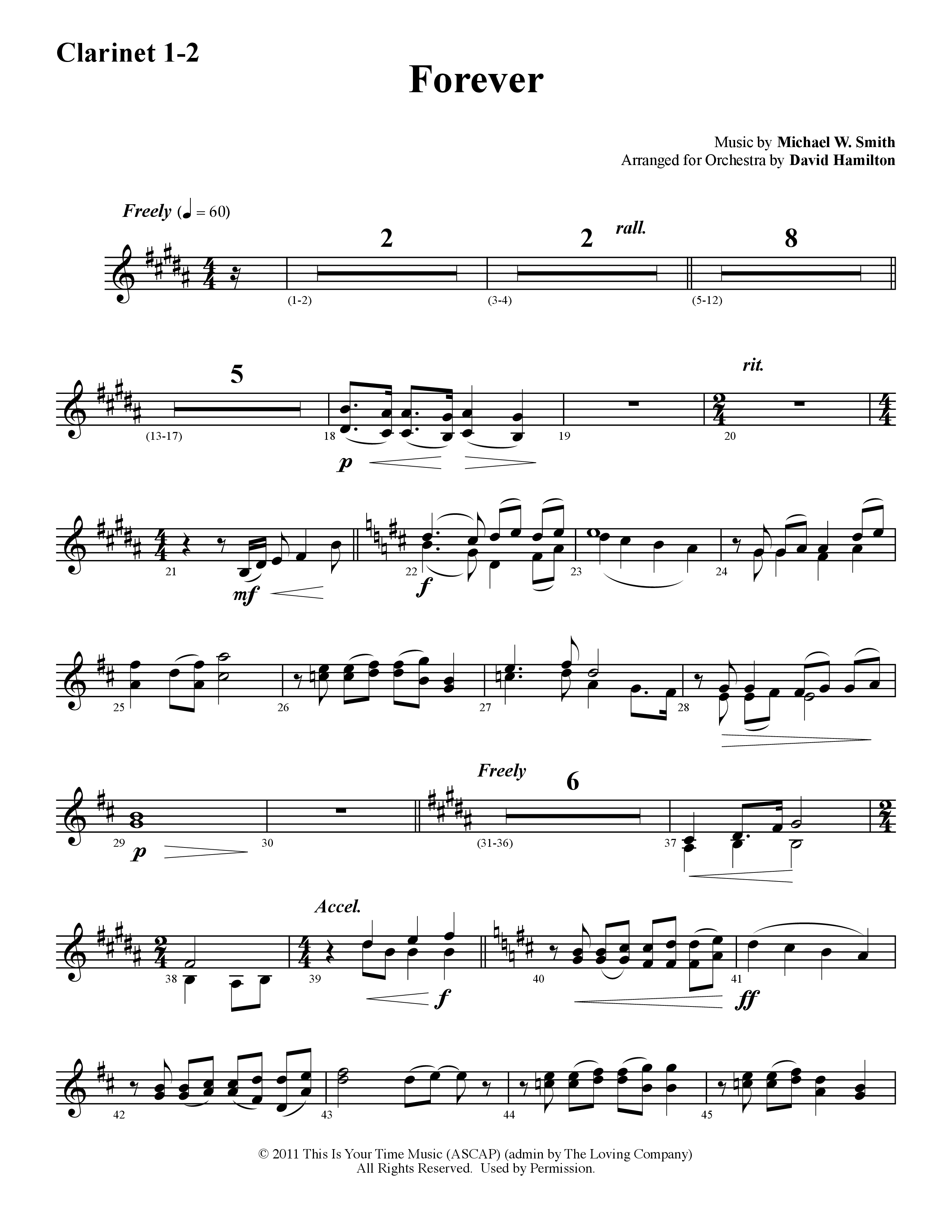 Forever (Instrumental) Clarinet 1/2 (Word Music / Arr. David Hamilton)