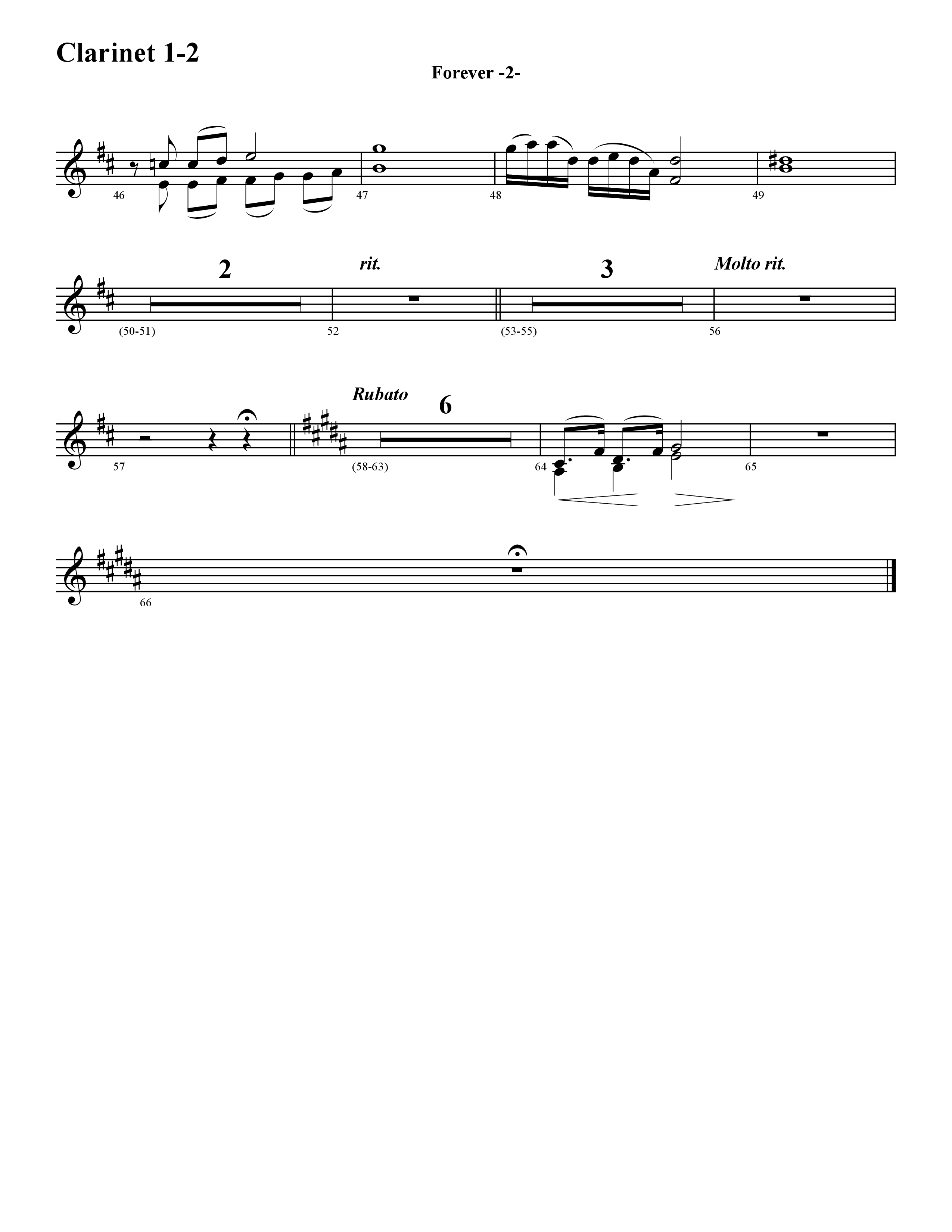 Forever (Instrumental) Clarinet 1/2 (Word Music / Arr. David Hamilton)
