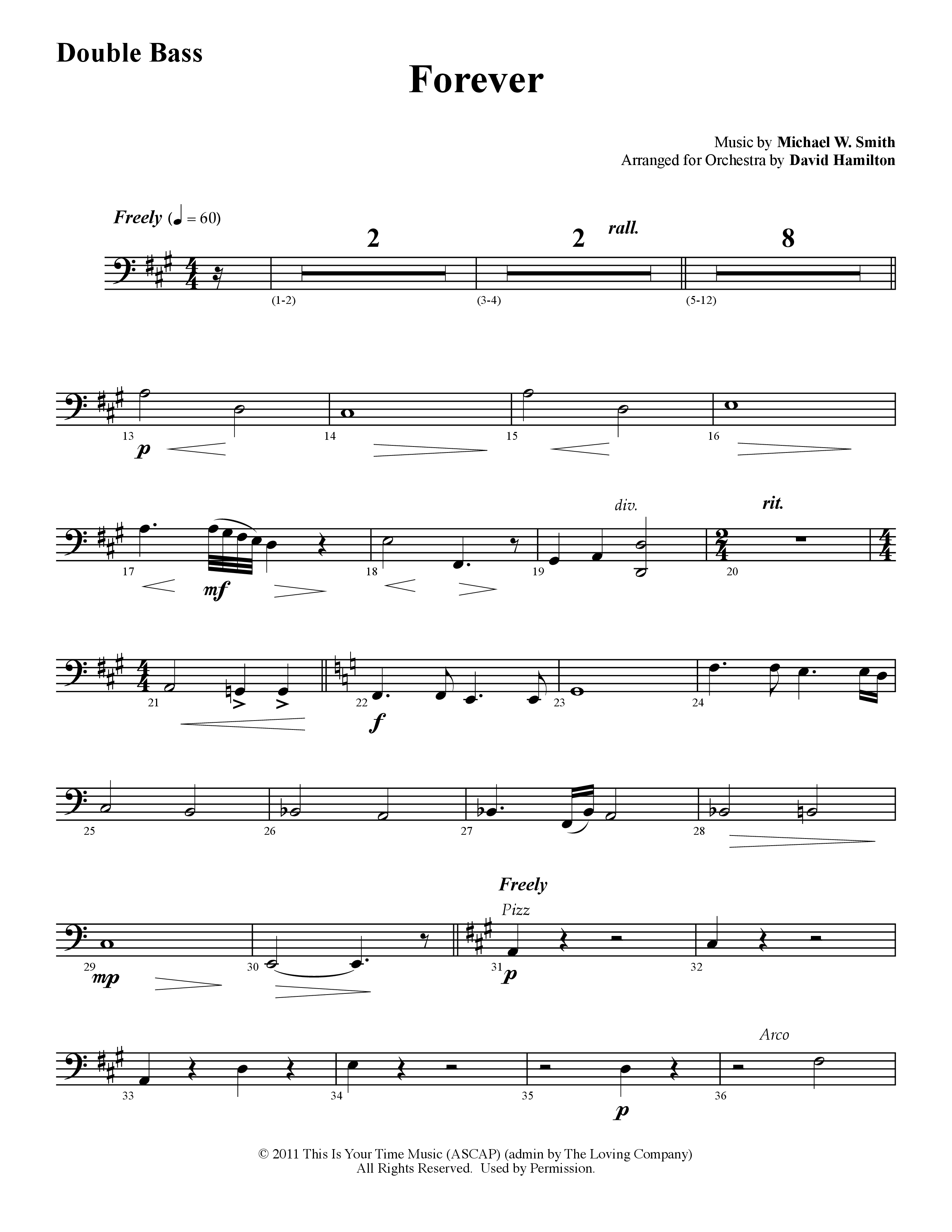 Forever (Instrumental) Double Bass (Word Music / Arr. David Hamilton)