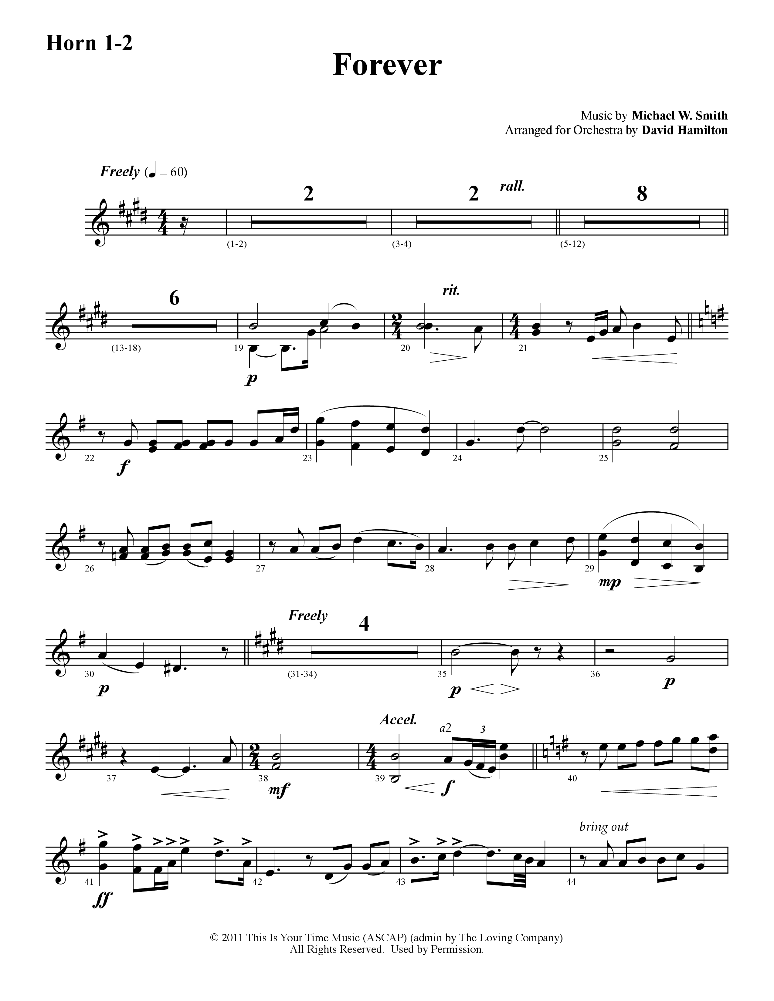 Forever (Instrumental) French Horn 1/2 (Word Music / Arr. David Hamilton)