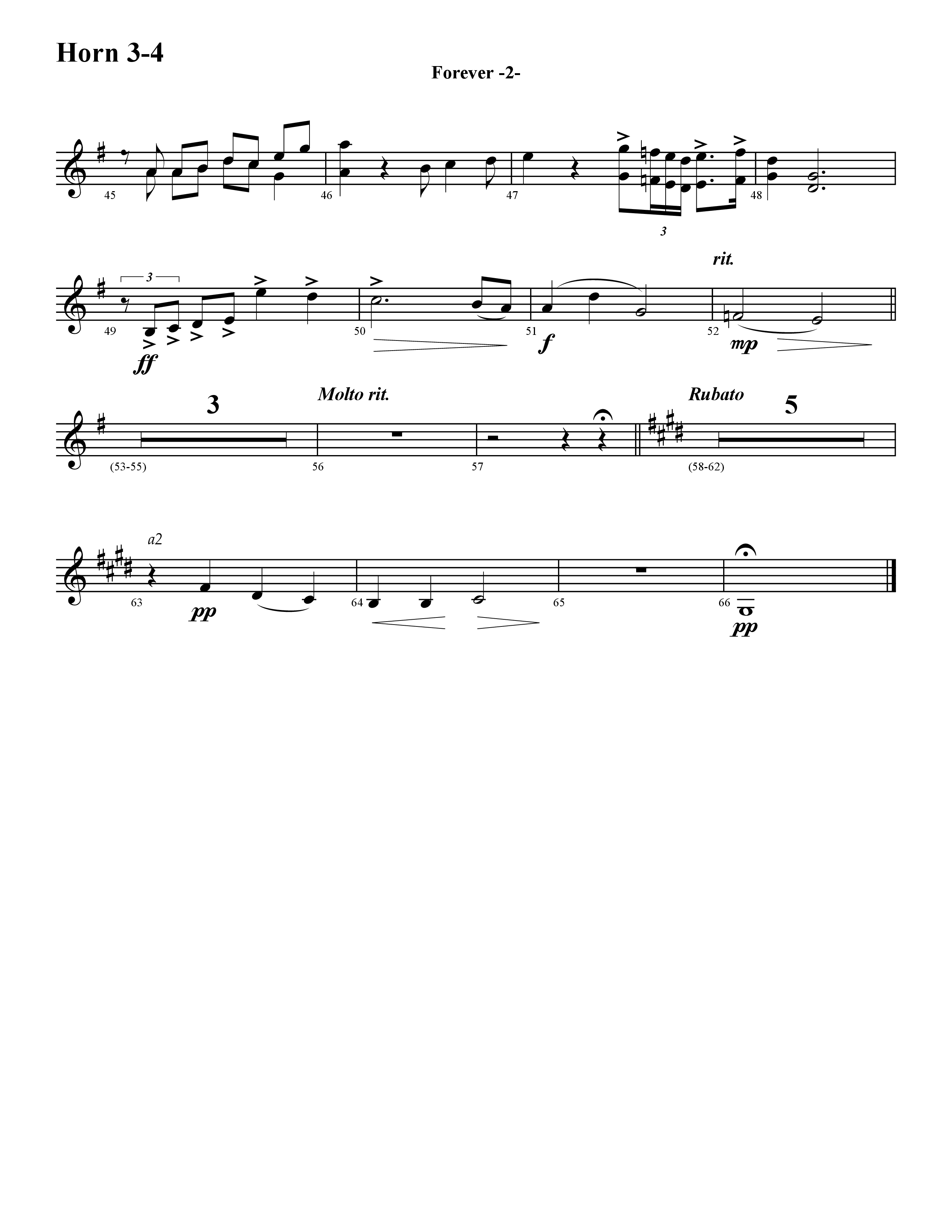 Forever (Instrumental) French Horn 3 (Word Music / Arr. David Hamilton)