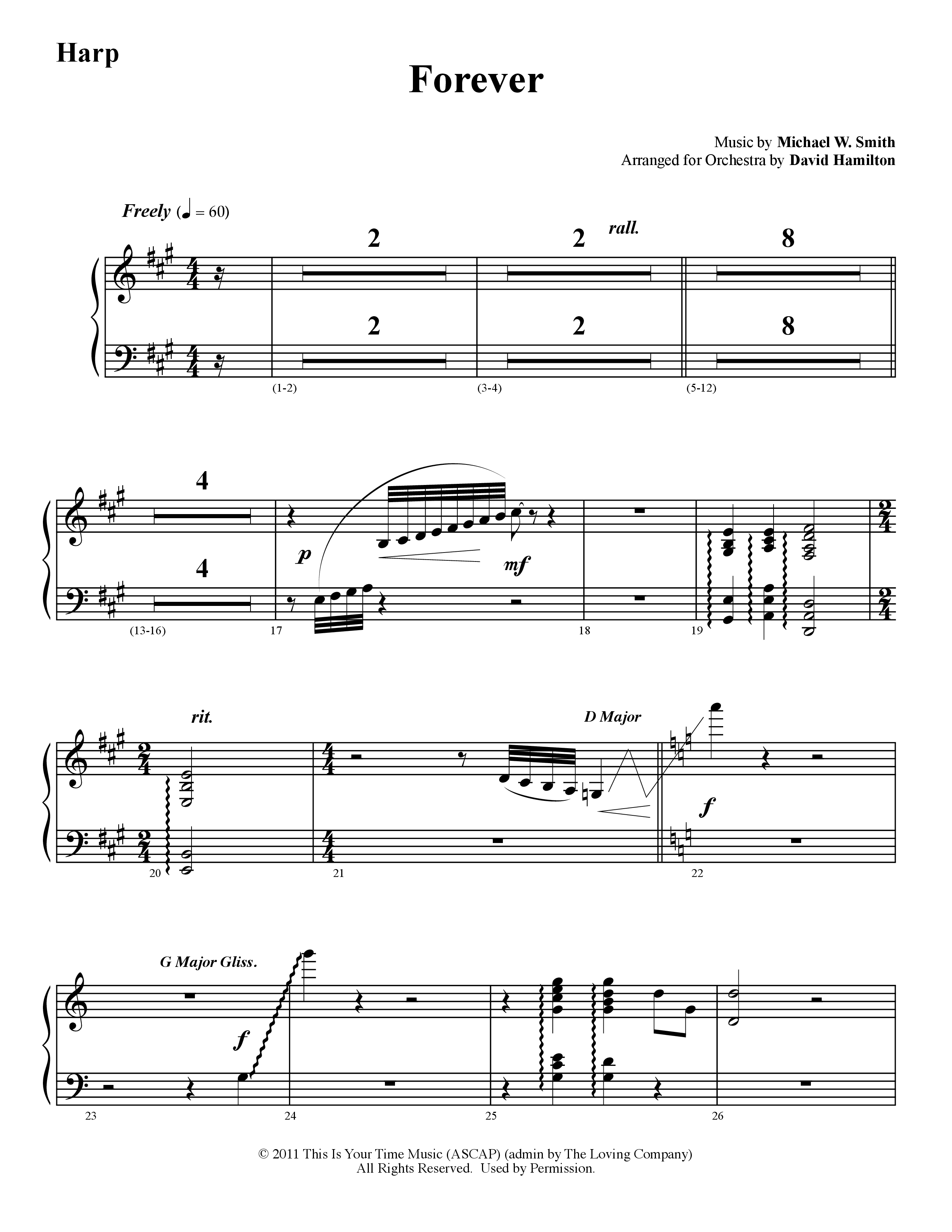 Forever (Instrumental) Harp (Word Music / Arr. David Hamilton)