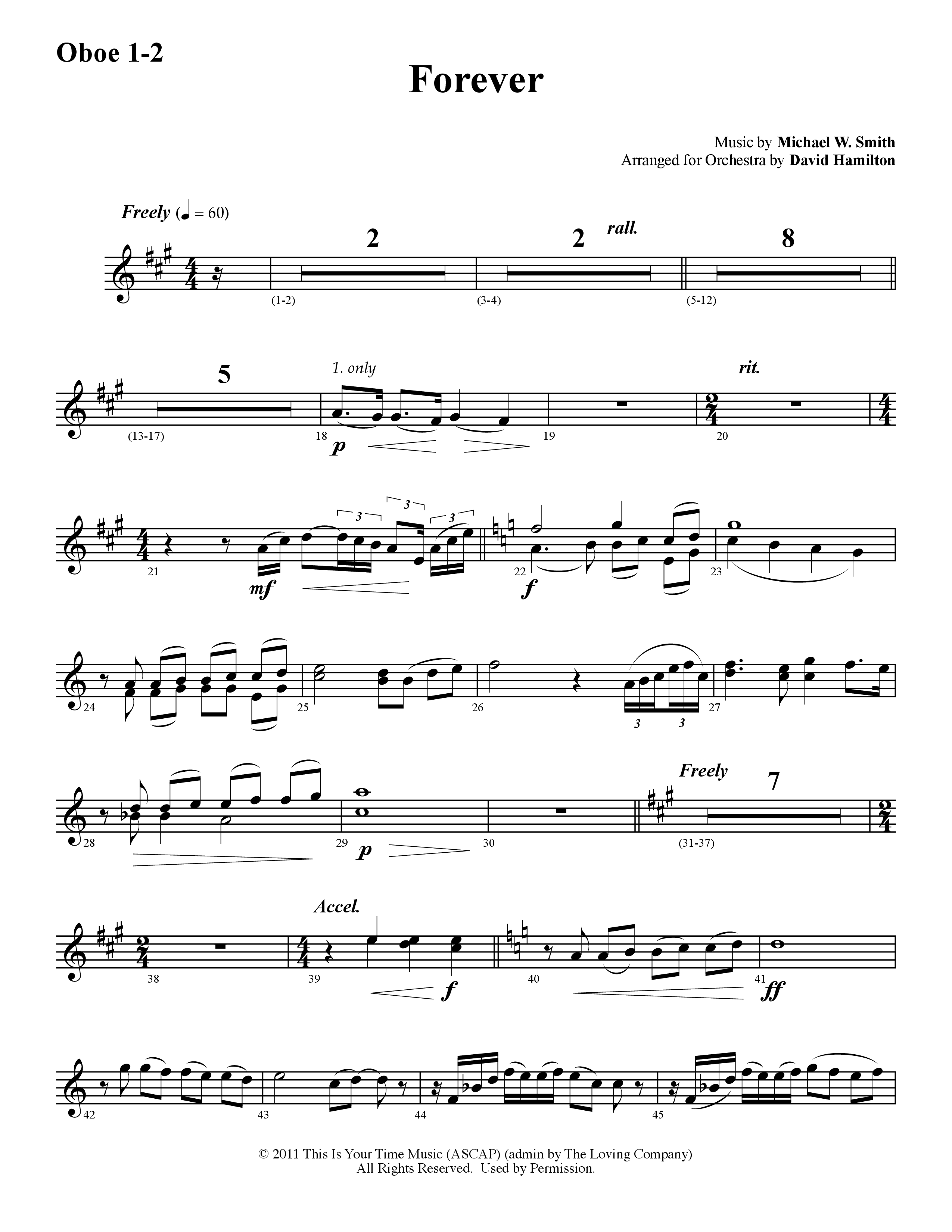 Forever (Instrumental) Oboe 1/2 (Word Music / Arr. David Hamilton)