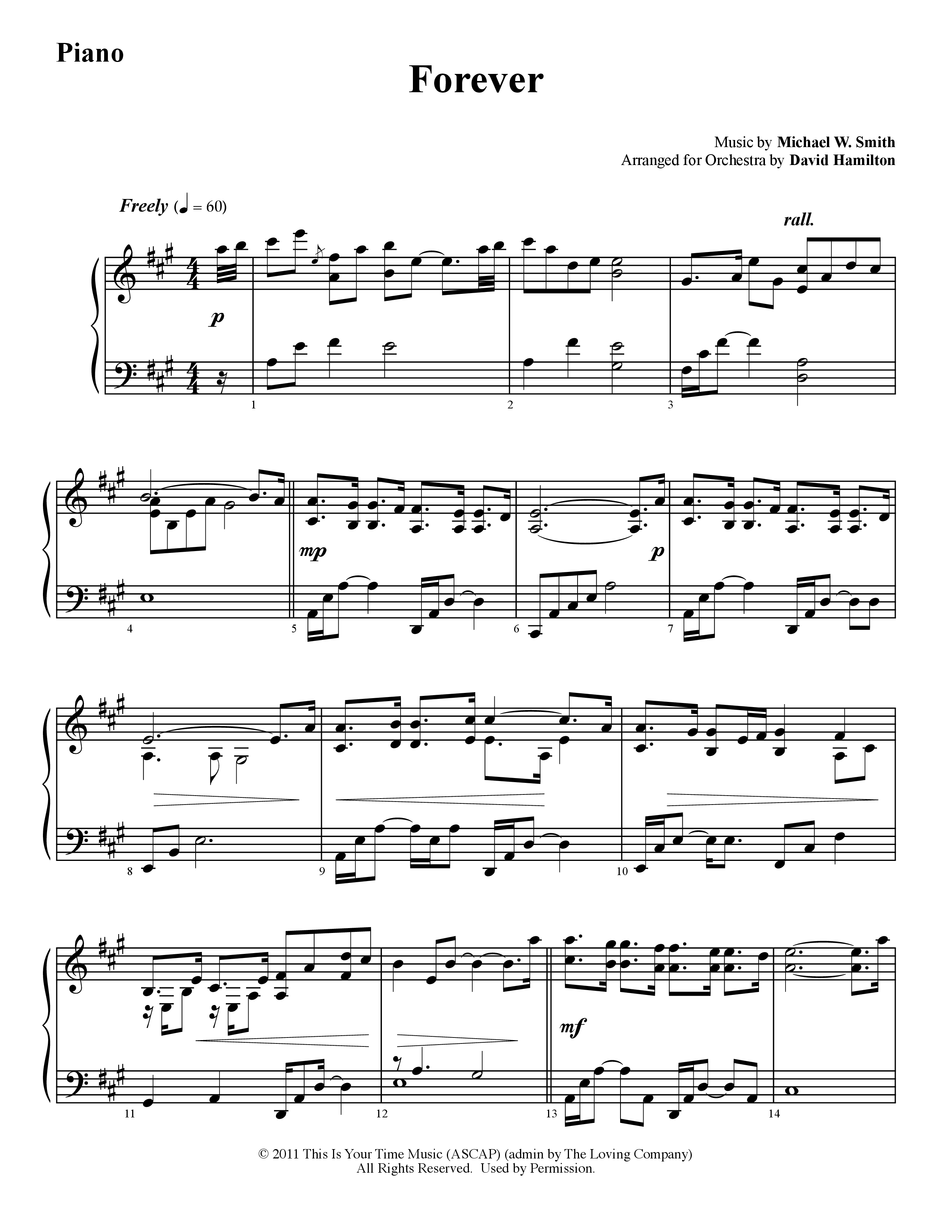 Forever (Instrumental) Piano Sheet (Word Music / Arr. David Hamilton)