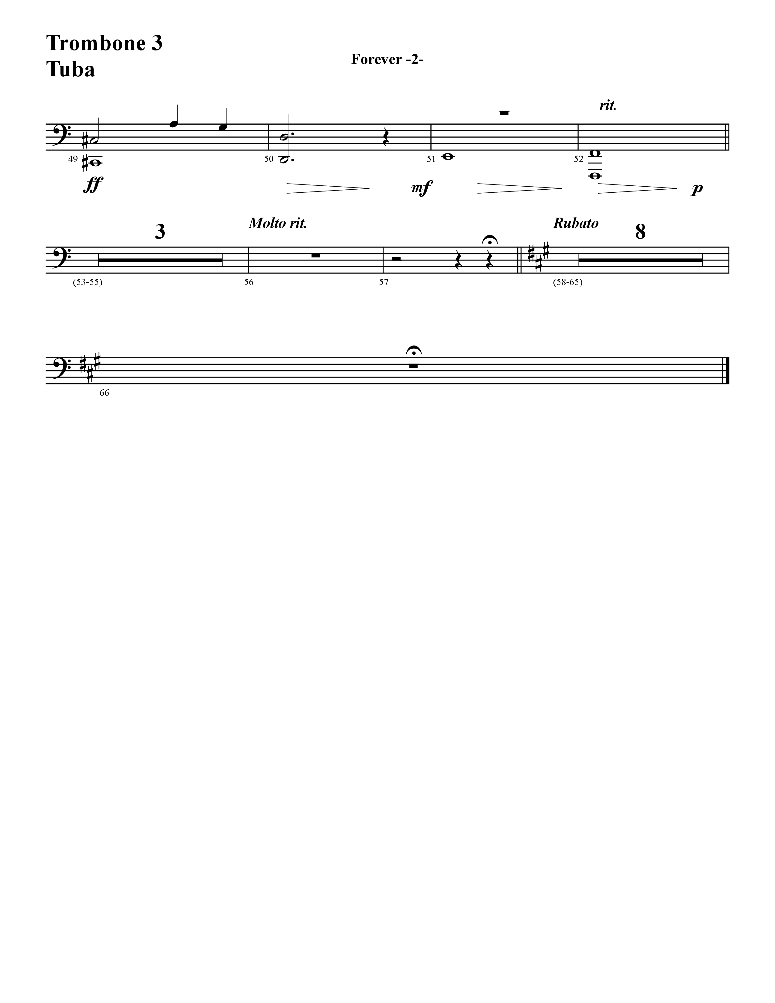 Forever (Instrumental) Trombone 3/Tuba (Word Music / Arr. David Hamilton)