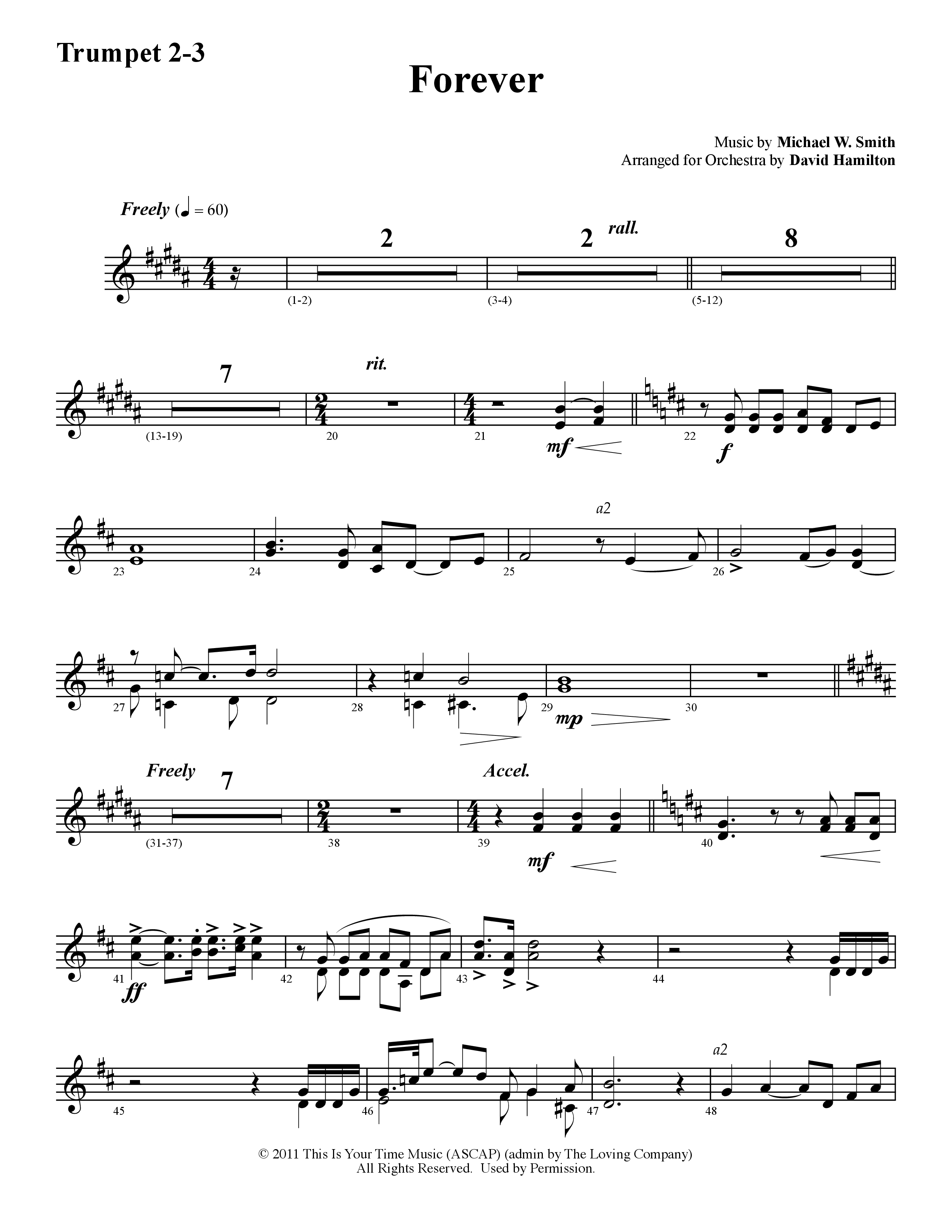 Forever (Instrumental) Trumpet 2/3 (Word Music / Arr. David Hamilton)