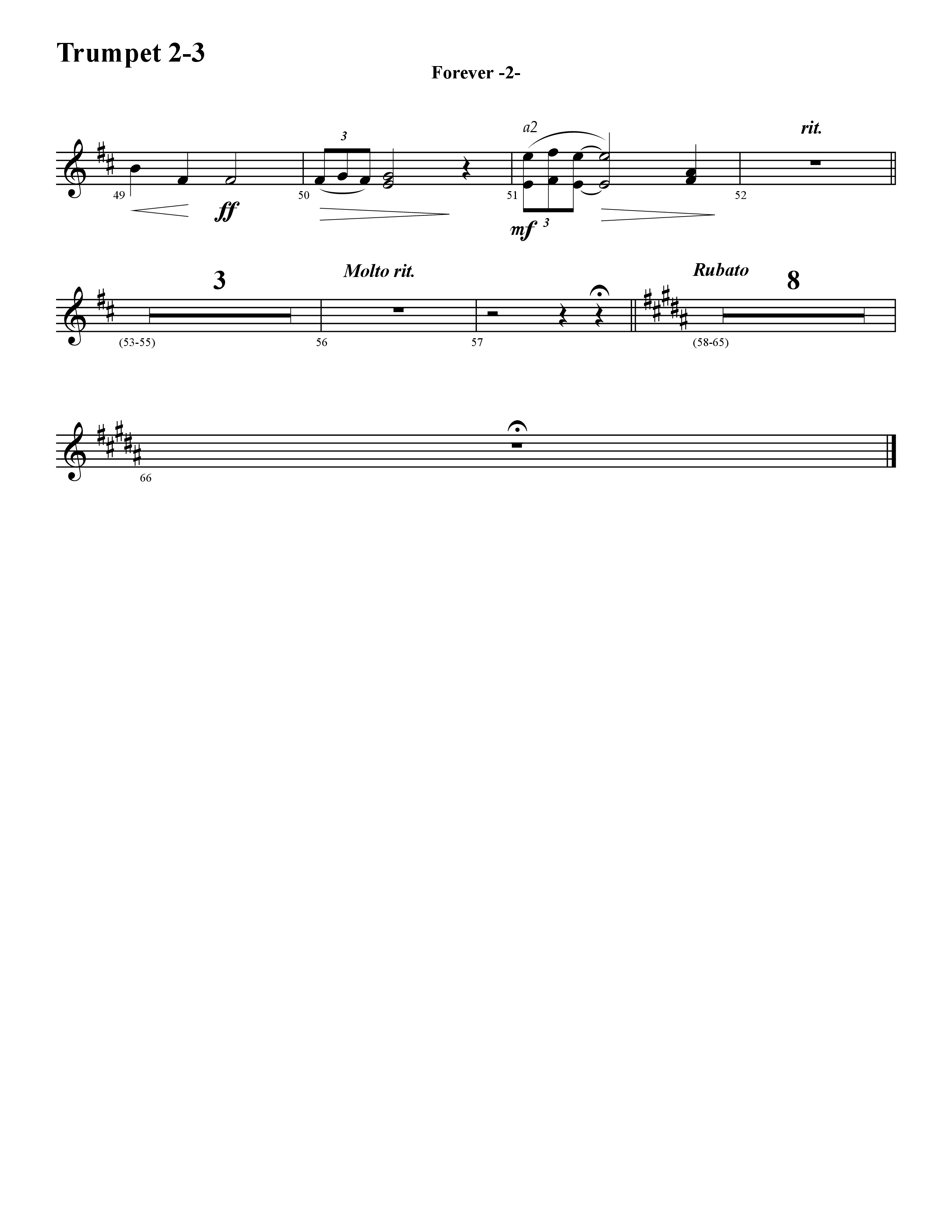 Forever (Instrumental) Trumpet 2/3 (Word Music / Arr. David Hamilton)