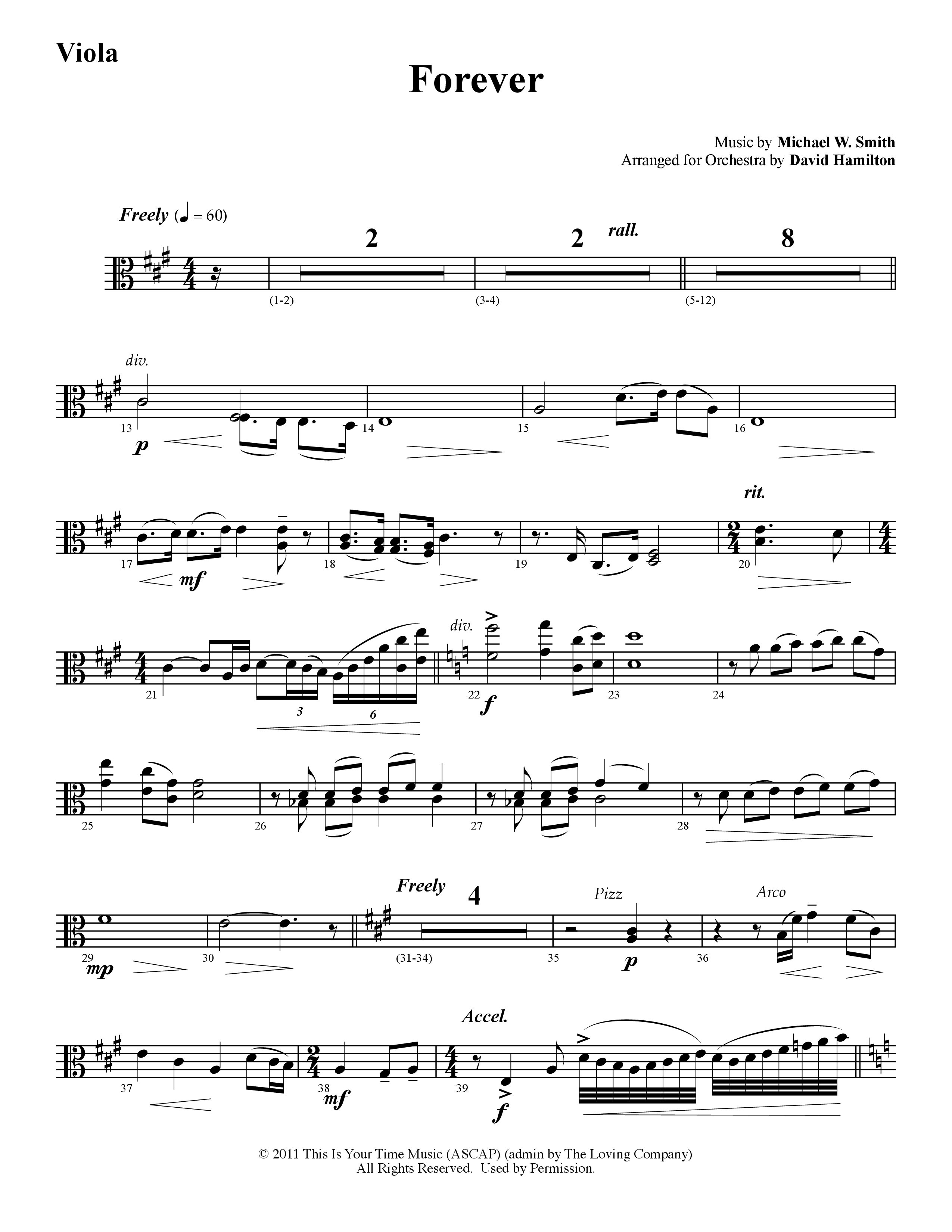 Forever (Instrumental) Viola (Word Music / Arr. David Hamilton)