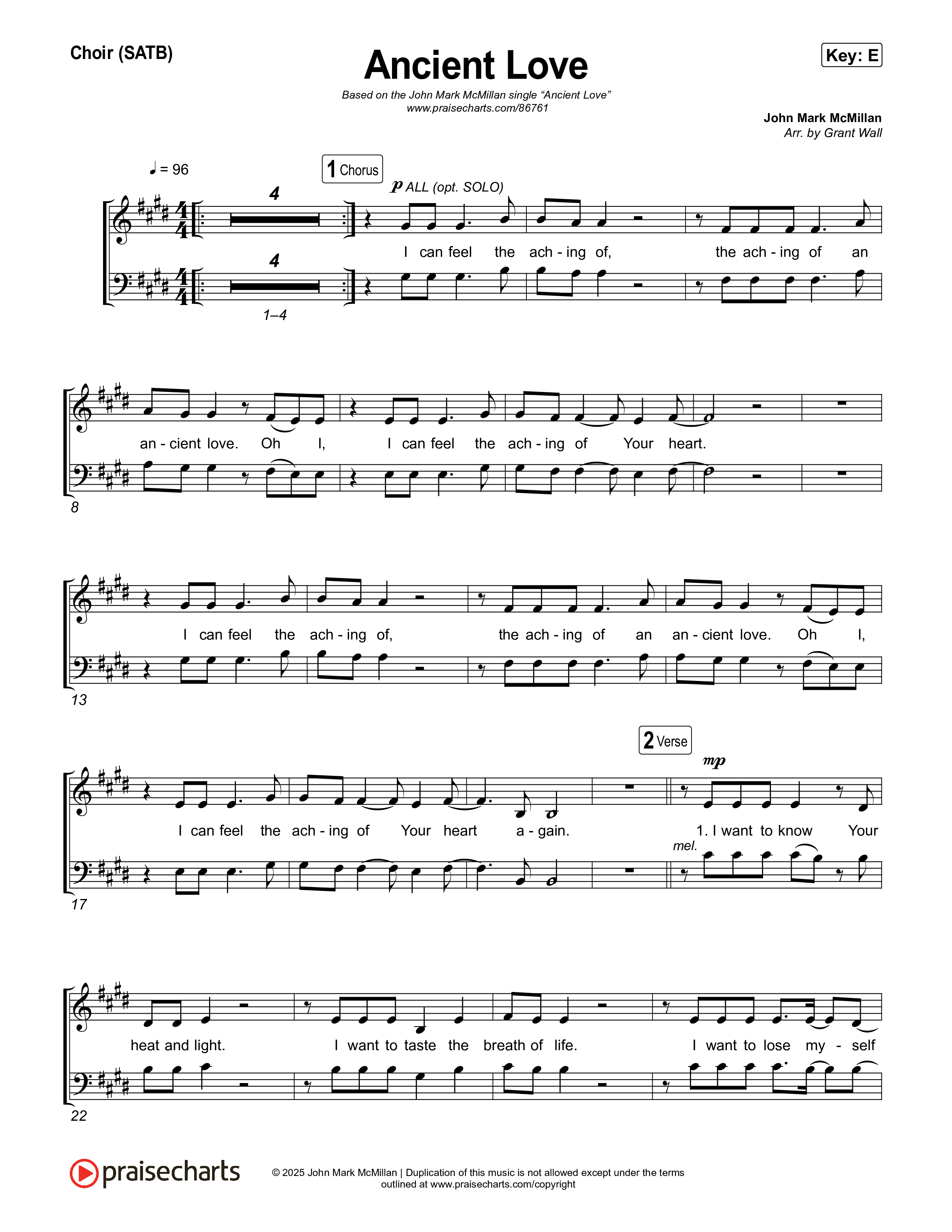 Ancient Love Choir Sheet (SATB) (John Mark McMillan)