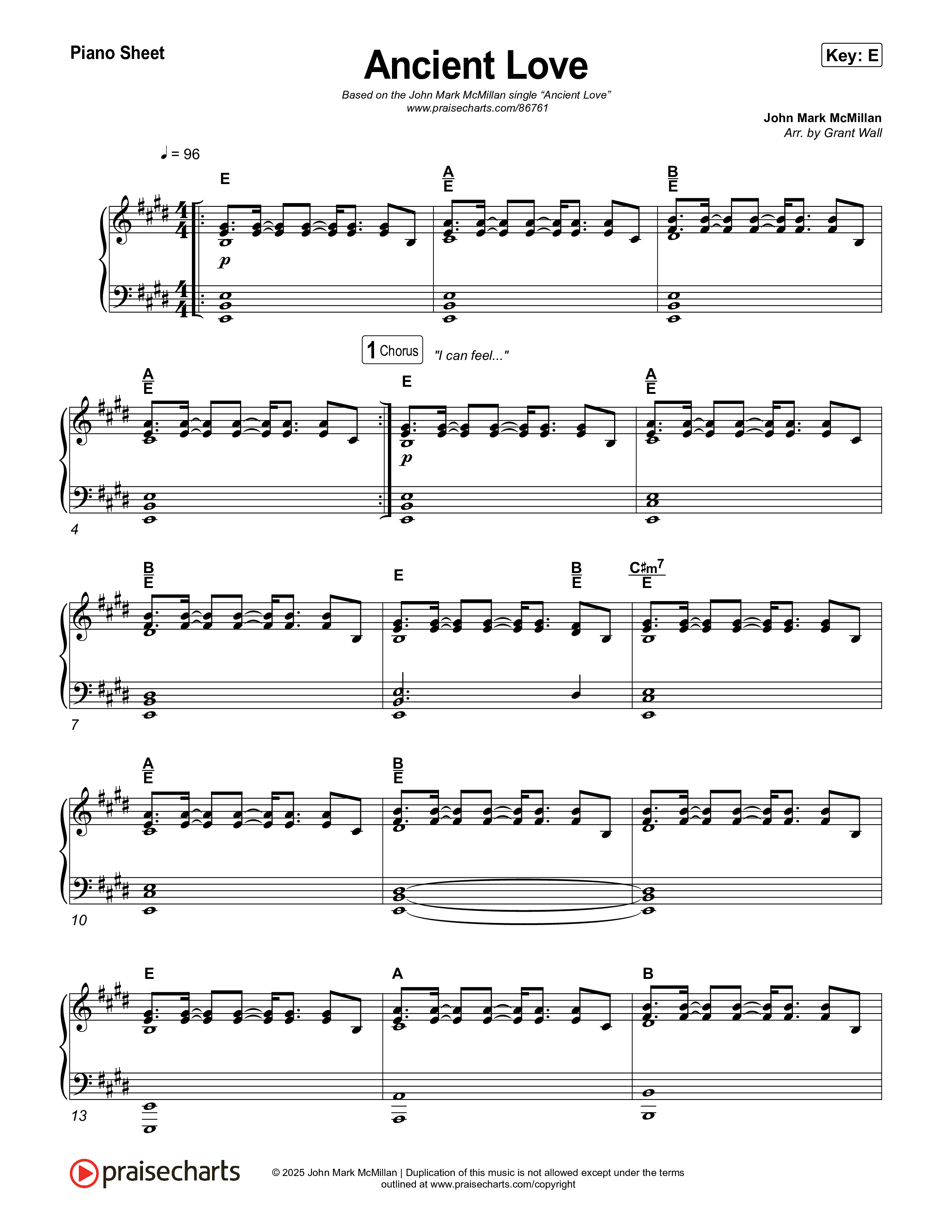 Ancient Love Piano Sheet (John Mark McMillan)