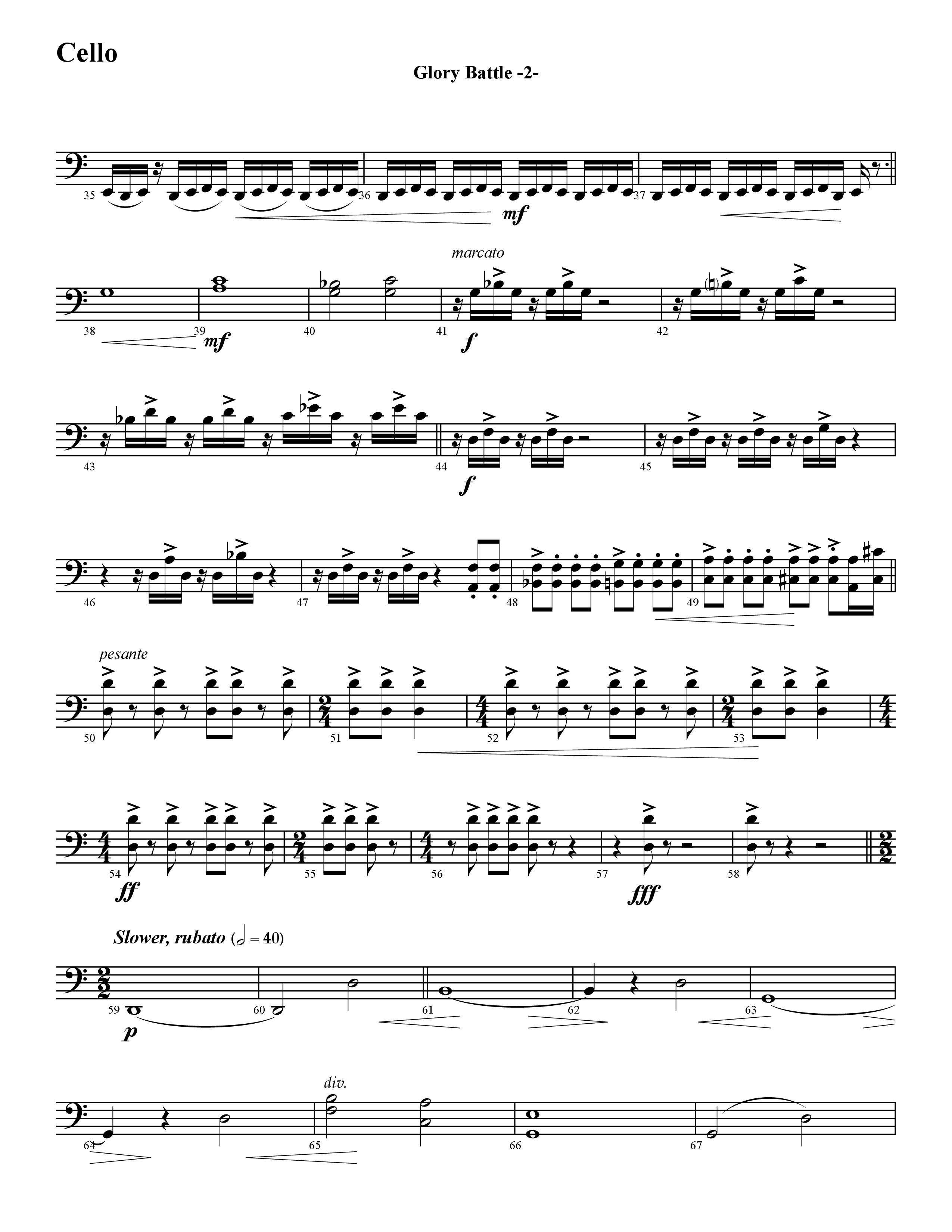Glory Battle (Instrumental) Cello (Word Music / Arr. David Hamilton)