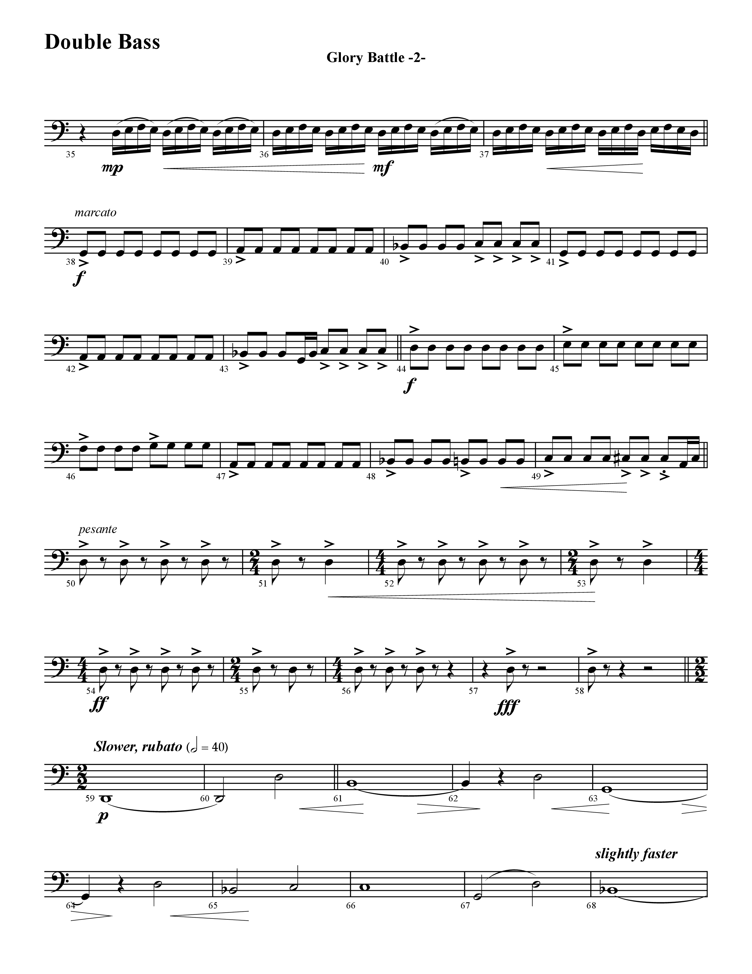 Glory Battle (Instrumental) Double Bass (Word Music / Arr. David Hamilton)
