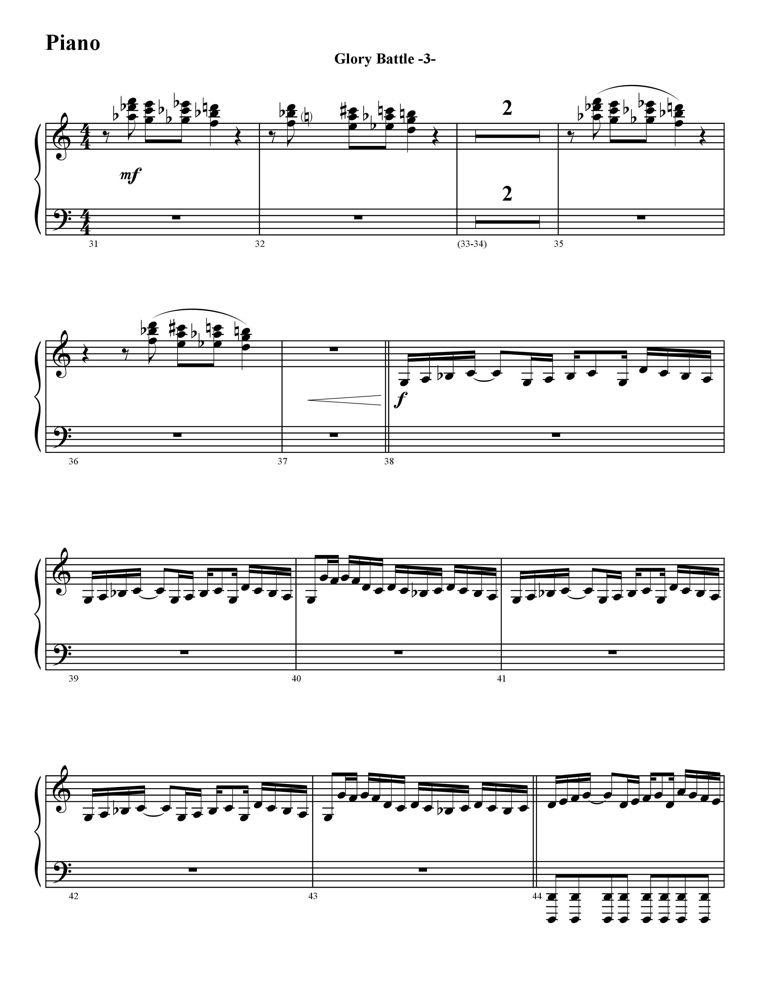 Glory Battle (Instrumental) Piano Sheet (Word Music / Arr. David Hamilton)