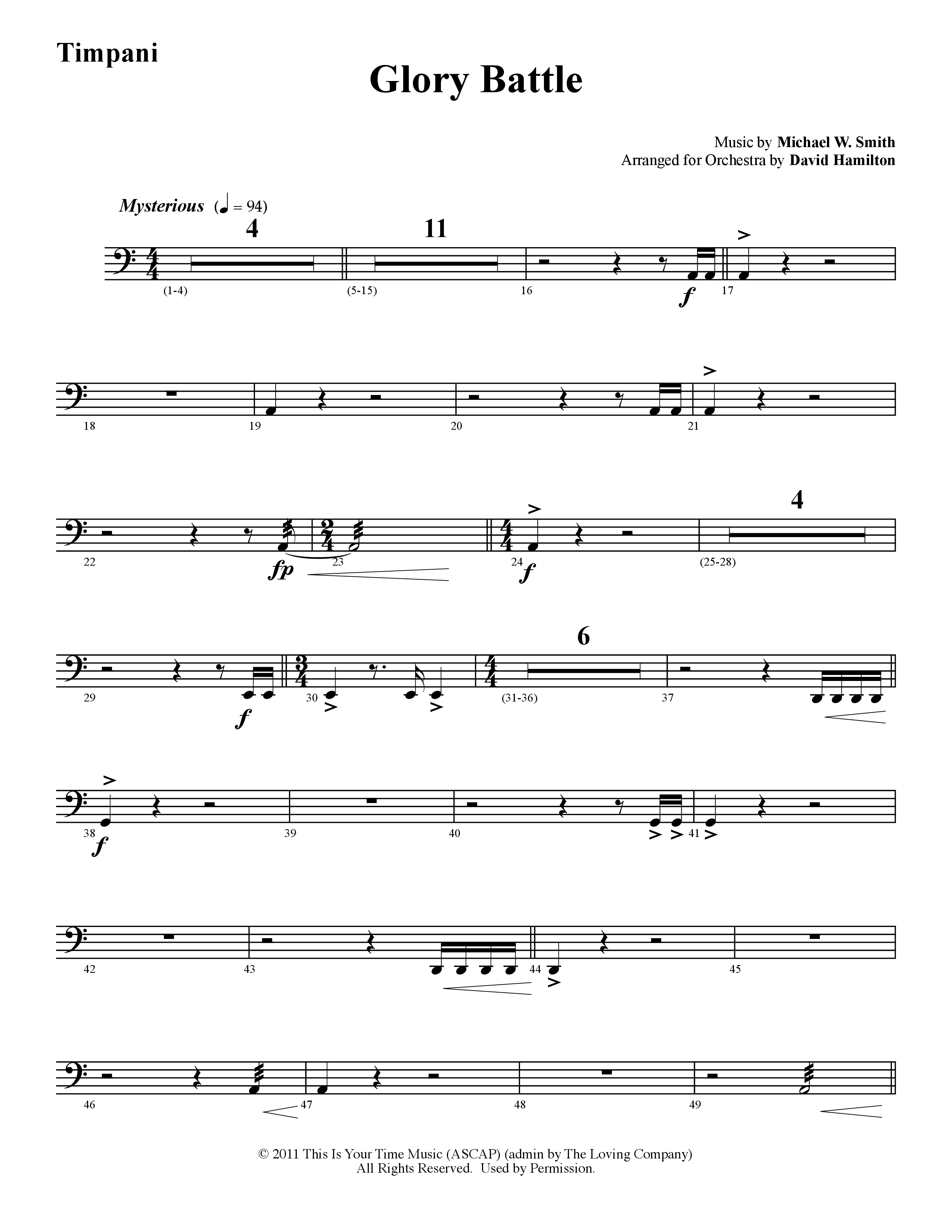 Glory Battle (Instrumental) Timpani (Word Music / Arr. David Hamilton)