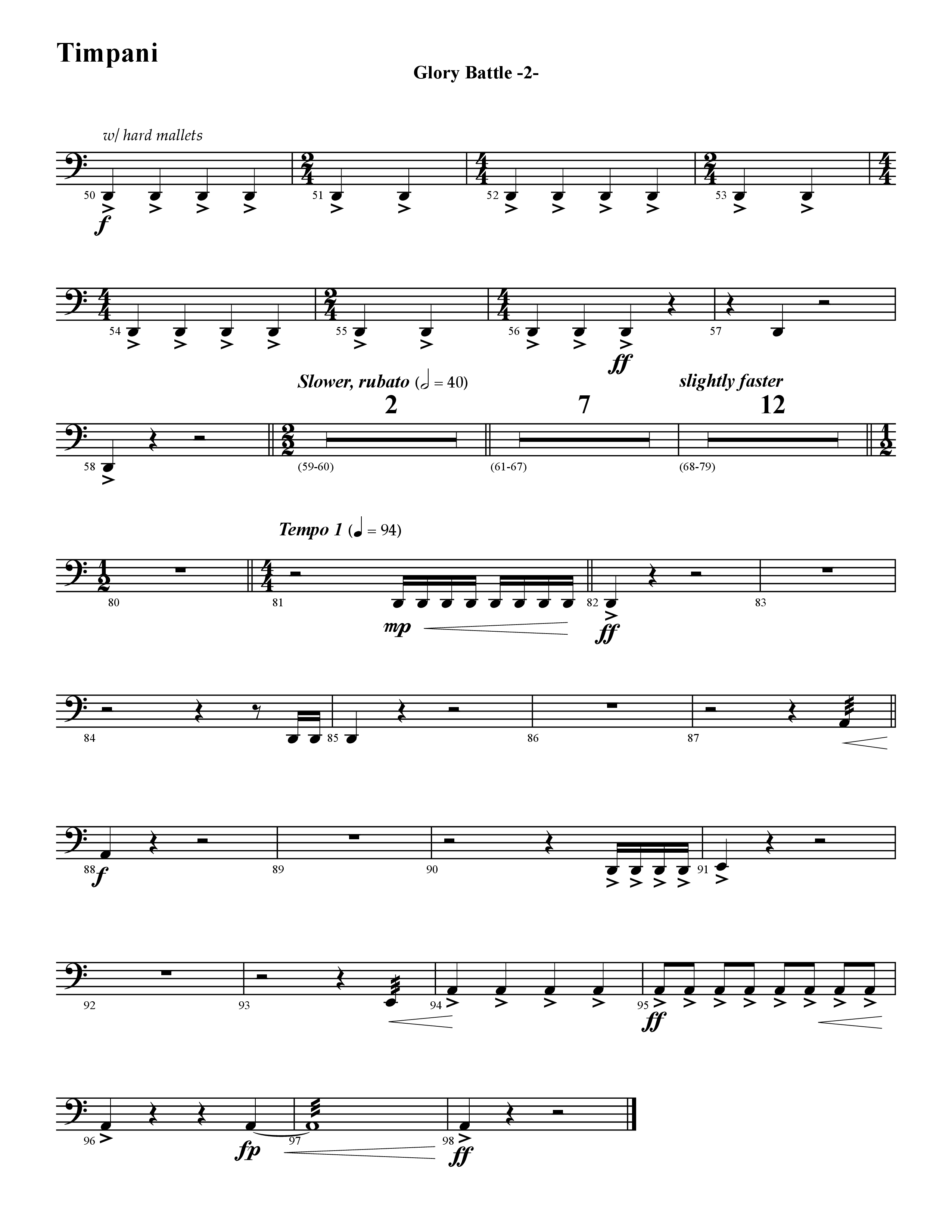 Glory Battle (Instrumental) Timpani (Word Music / Arr. David Hamilton)