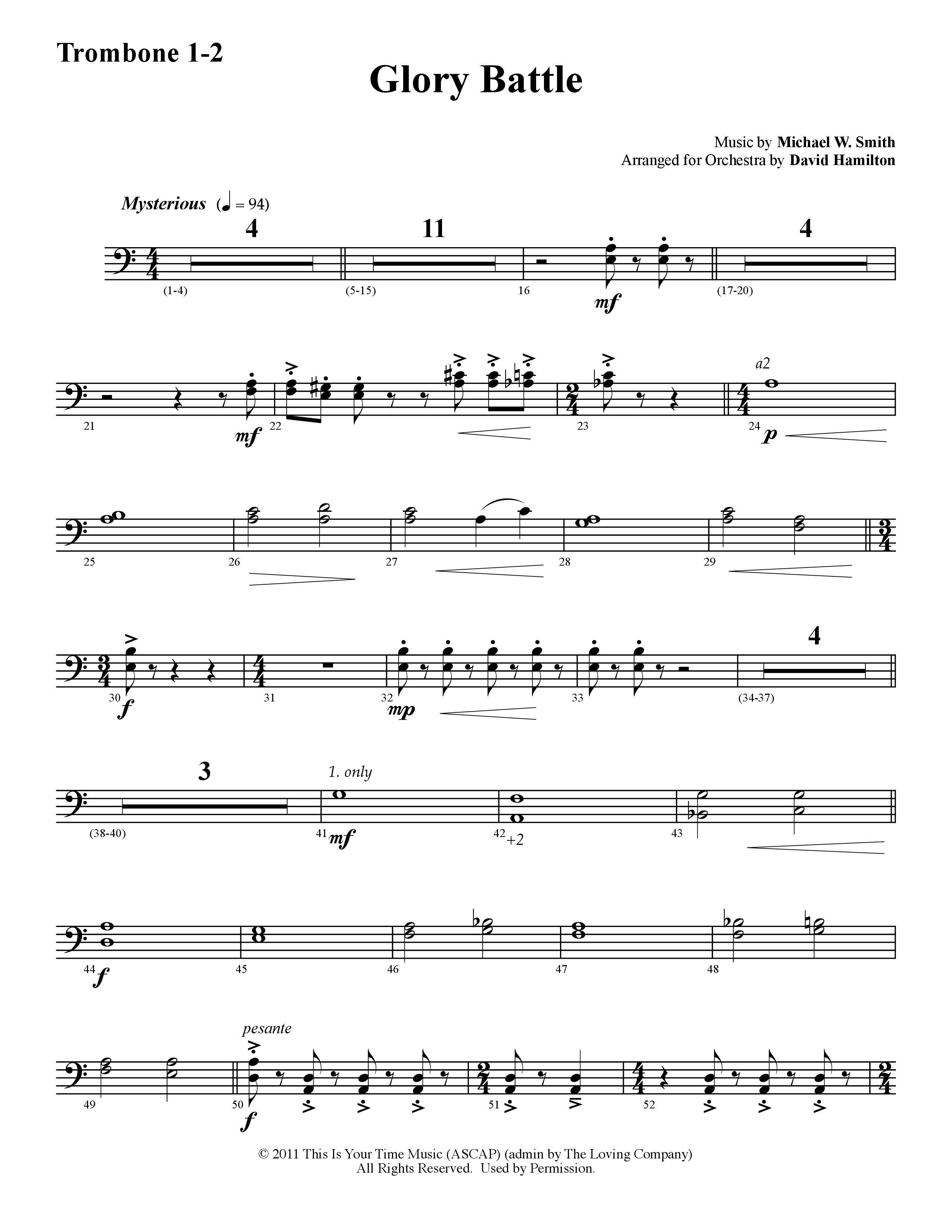 Glory Battle (Instrumental) Trombone 1/2 (Word Music / Arr. David Hamilton)
