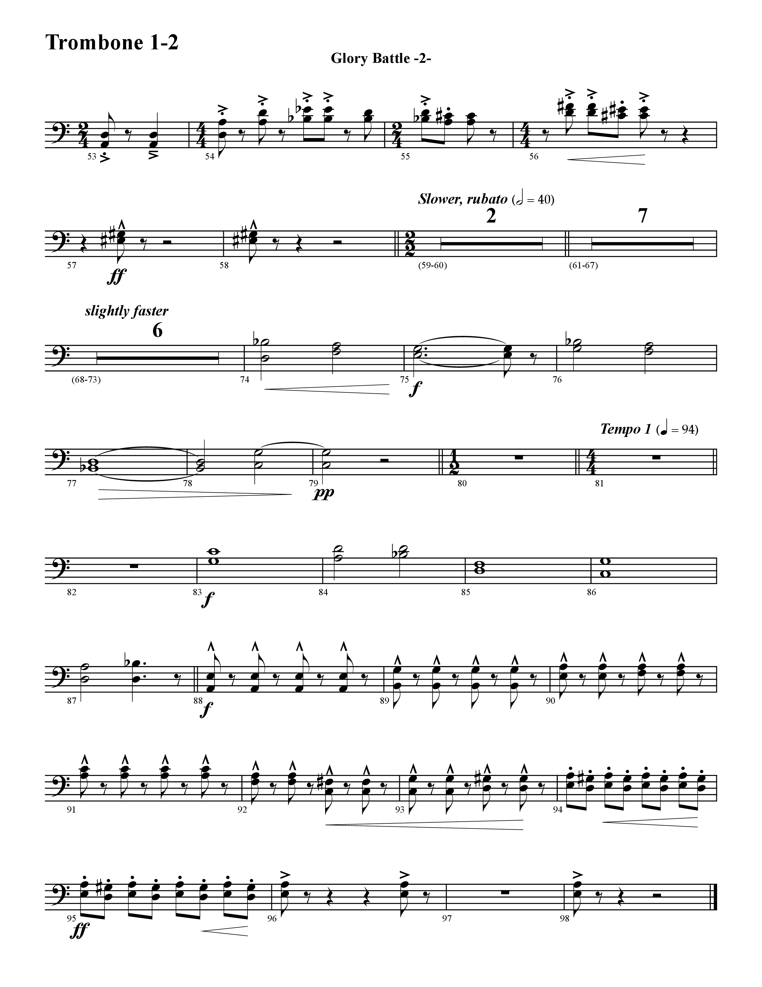 Glory Battle (Instrumental) Trombone 1/2 (Word Music / Arr. David Hamilton)