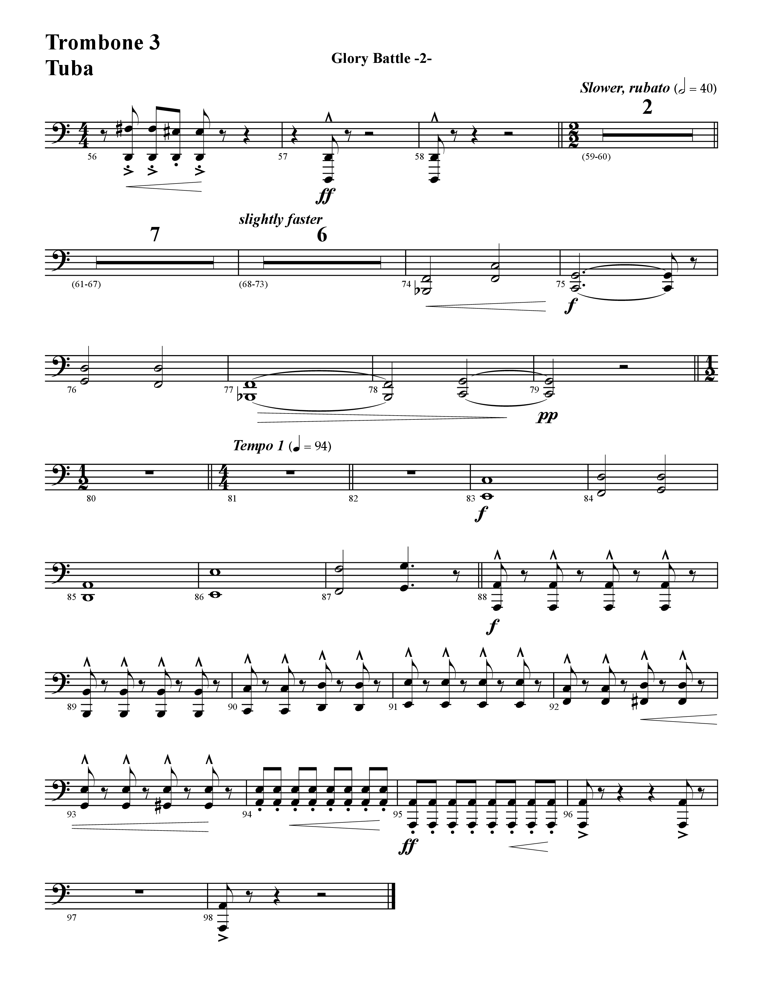 Glory Battle (Instrumental) Trombone 3/Tuba (Word Music / Arr. David Hamilton)