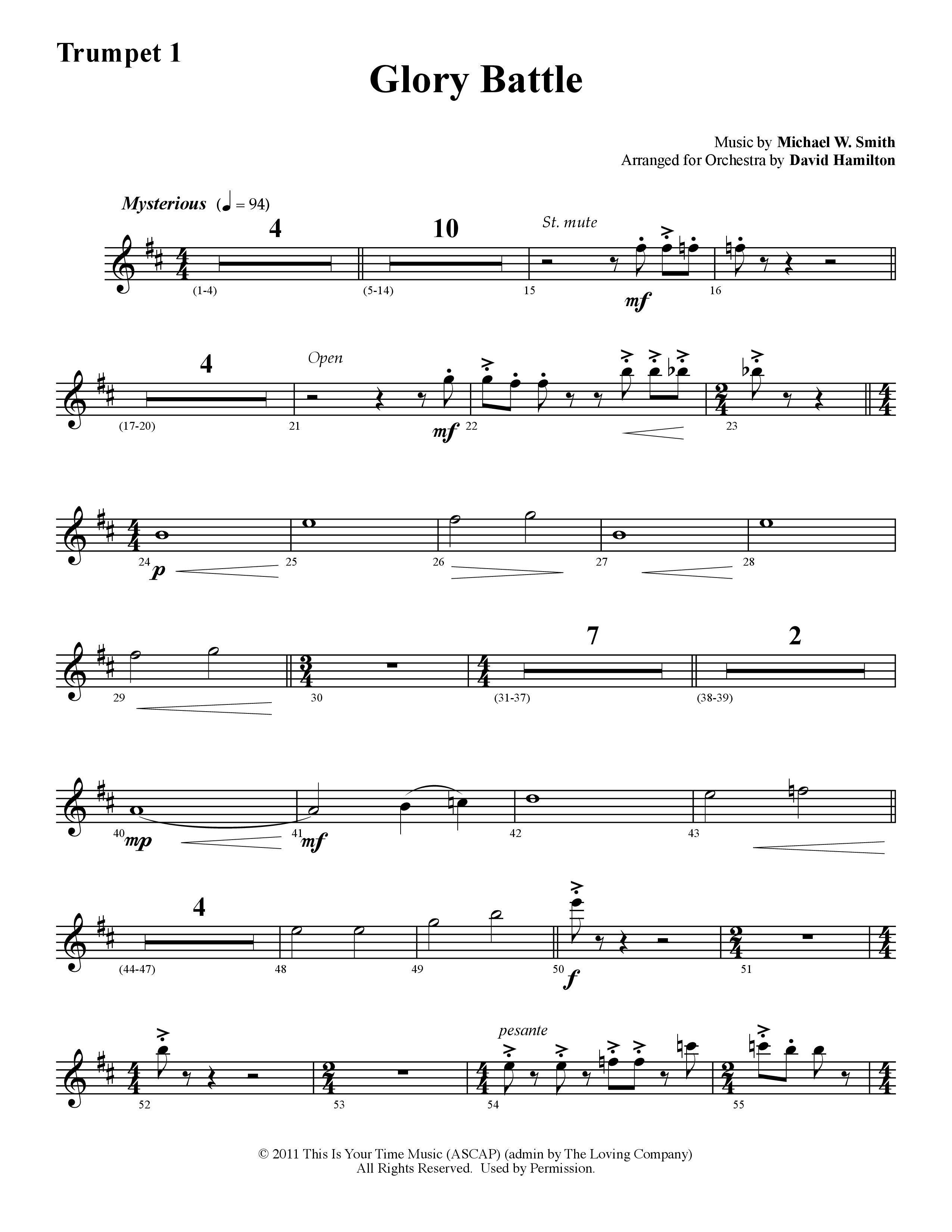 Glory Battle (Instrumental) Trumpet 1 (Word Music / Arr. David Hamilton)