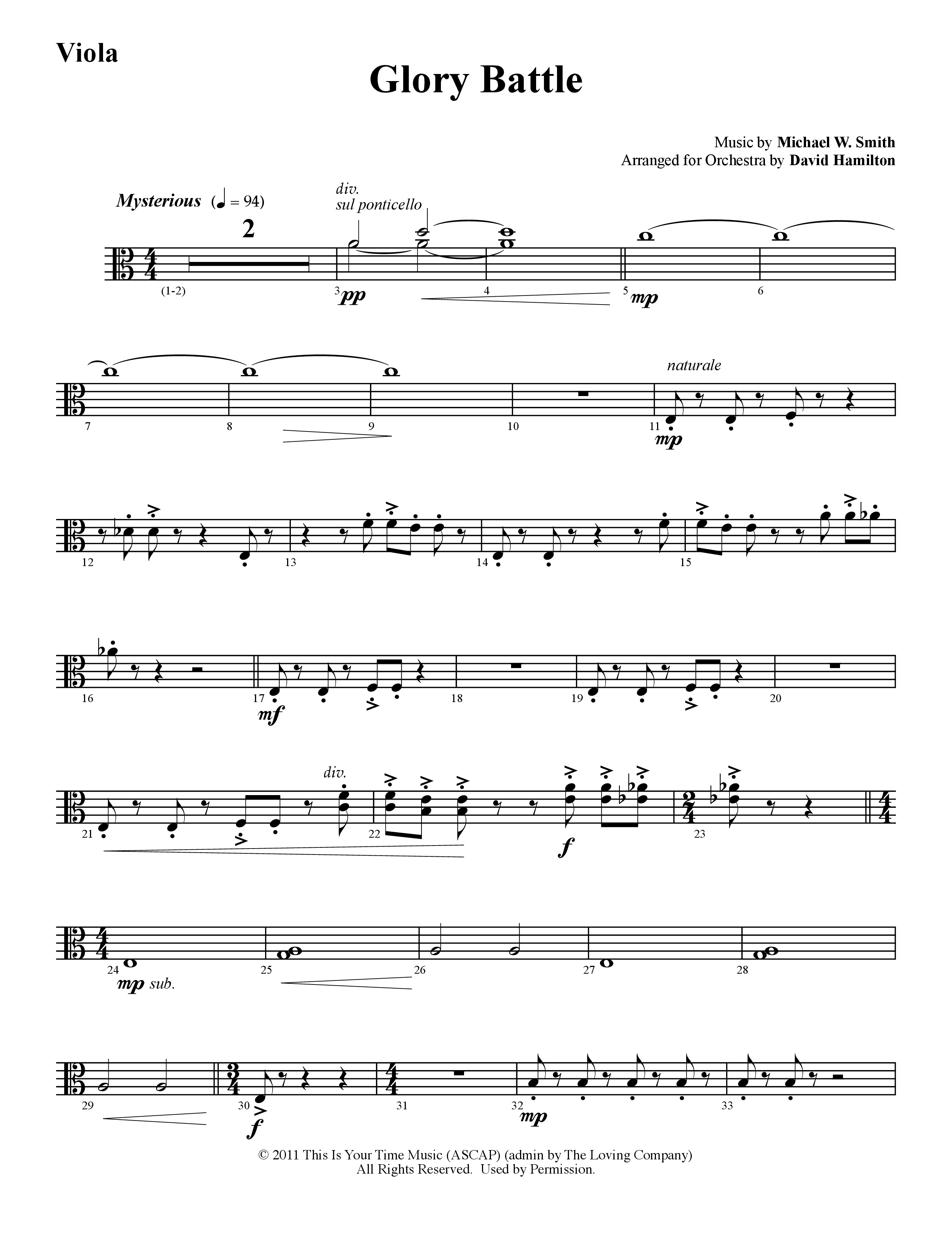 Glory Battle (Instrumental) Viola (Word Music / Arr. David Hamilton)
