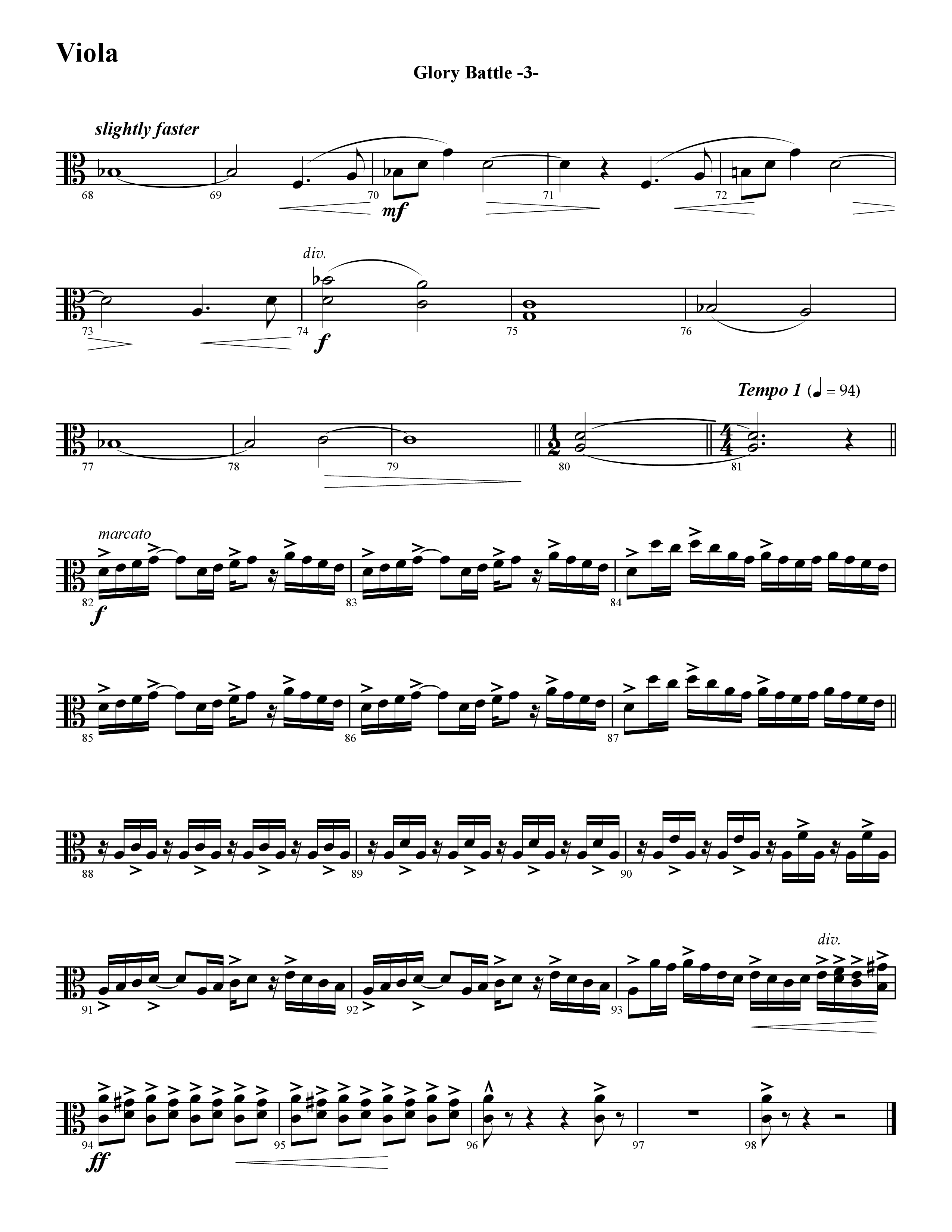 Glory Battle (Instrumental) Viola (Word Music / Arr. David Hamilton)