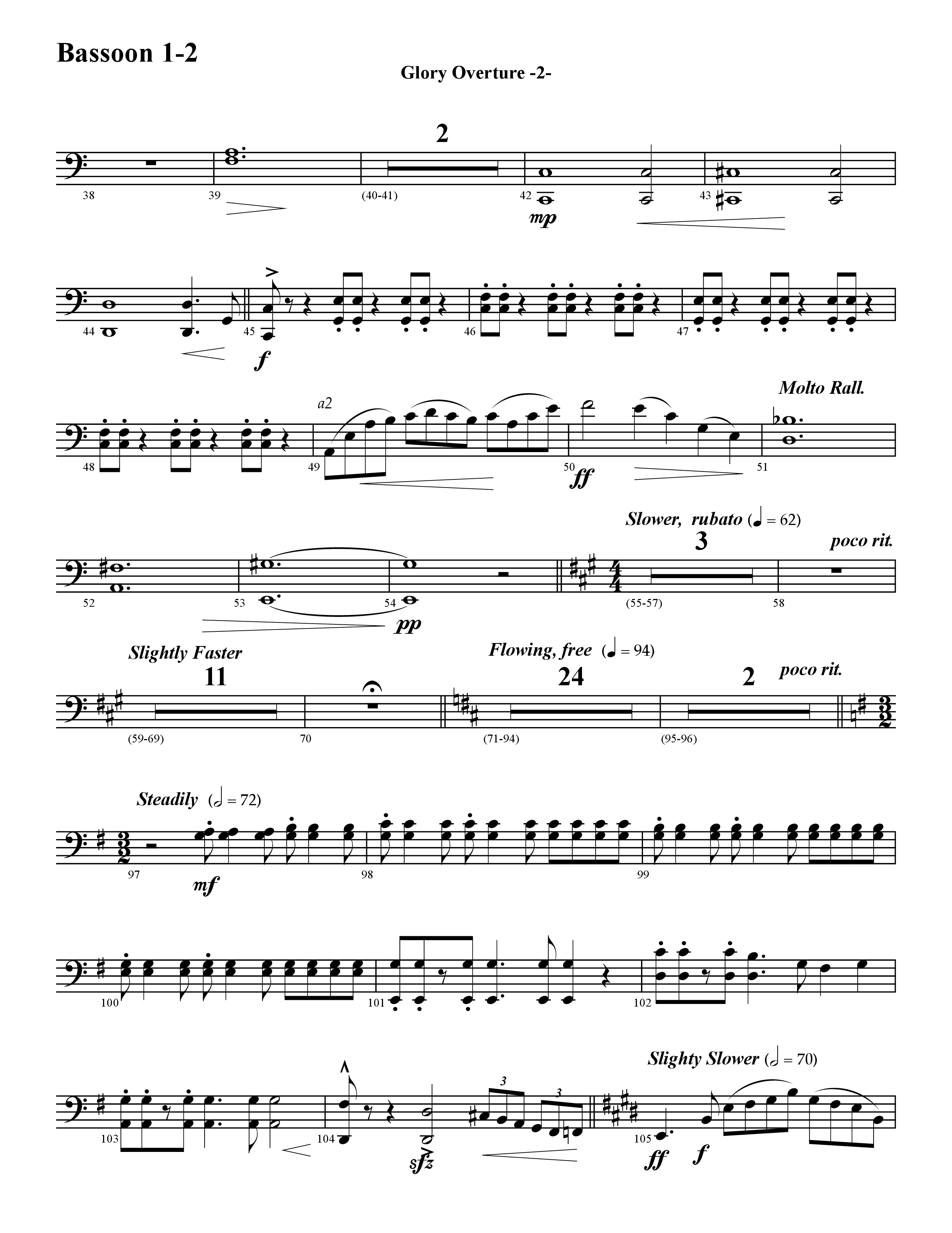 Glory Overture (Instrumental) Bassoon 1/2 (Word Music / Arr. David Hamilton)