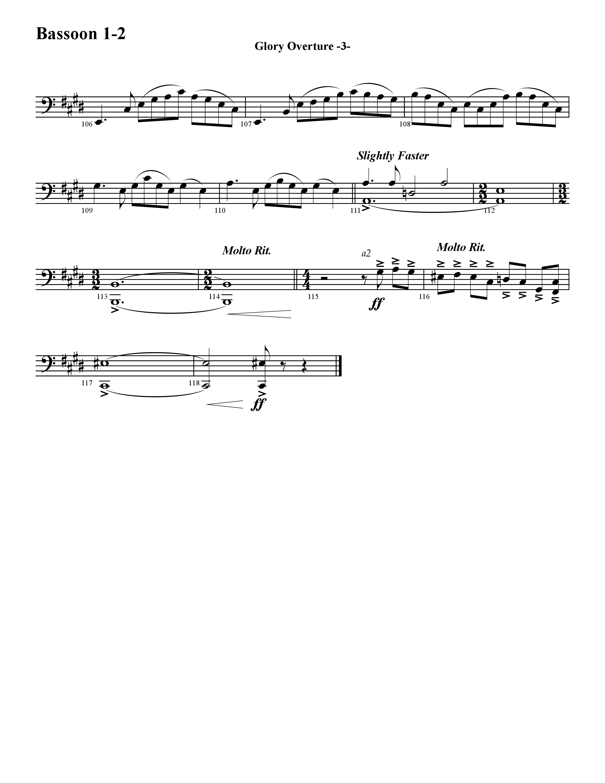 Glory Overture (Instrumental) Bassoon 1/2 (Word Music / Arr. David Hamilton)