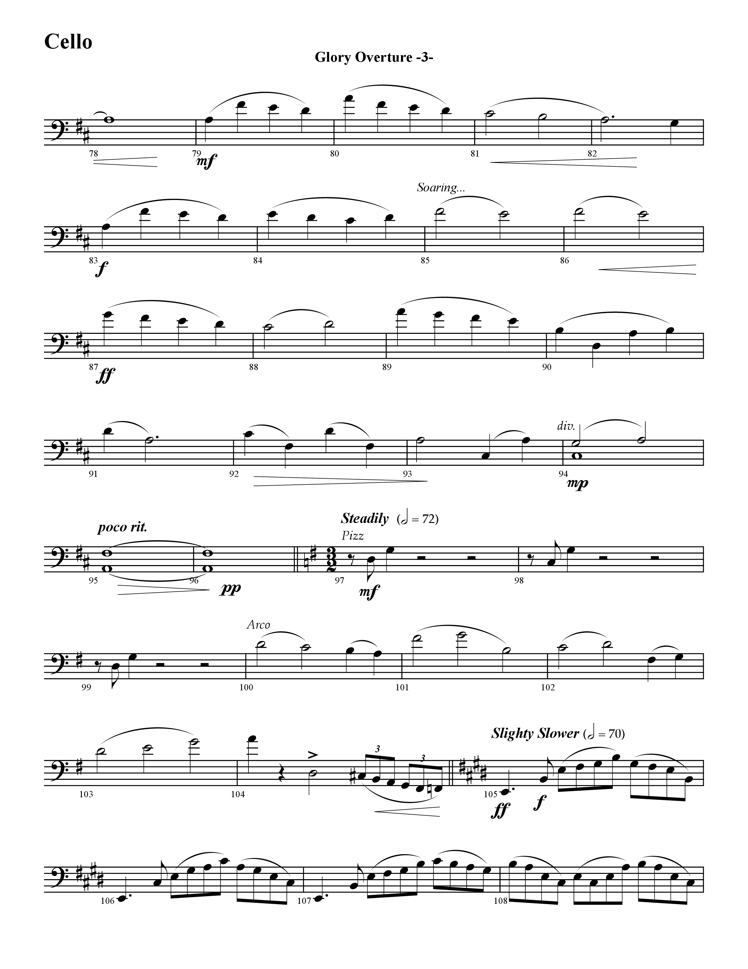 Glory Overture (Instrumental) Cello (Word Music / Arr. David Hamilton)