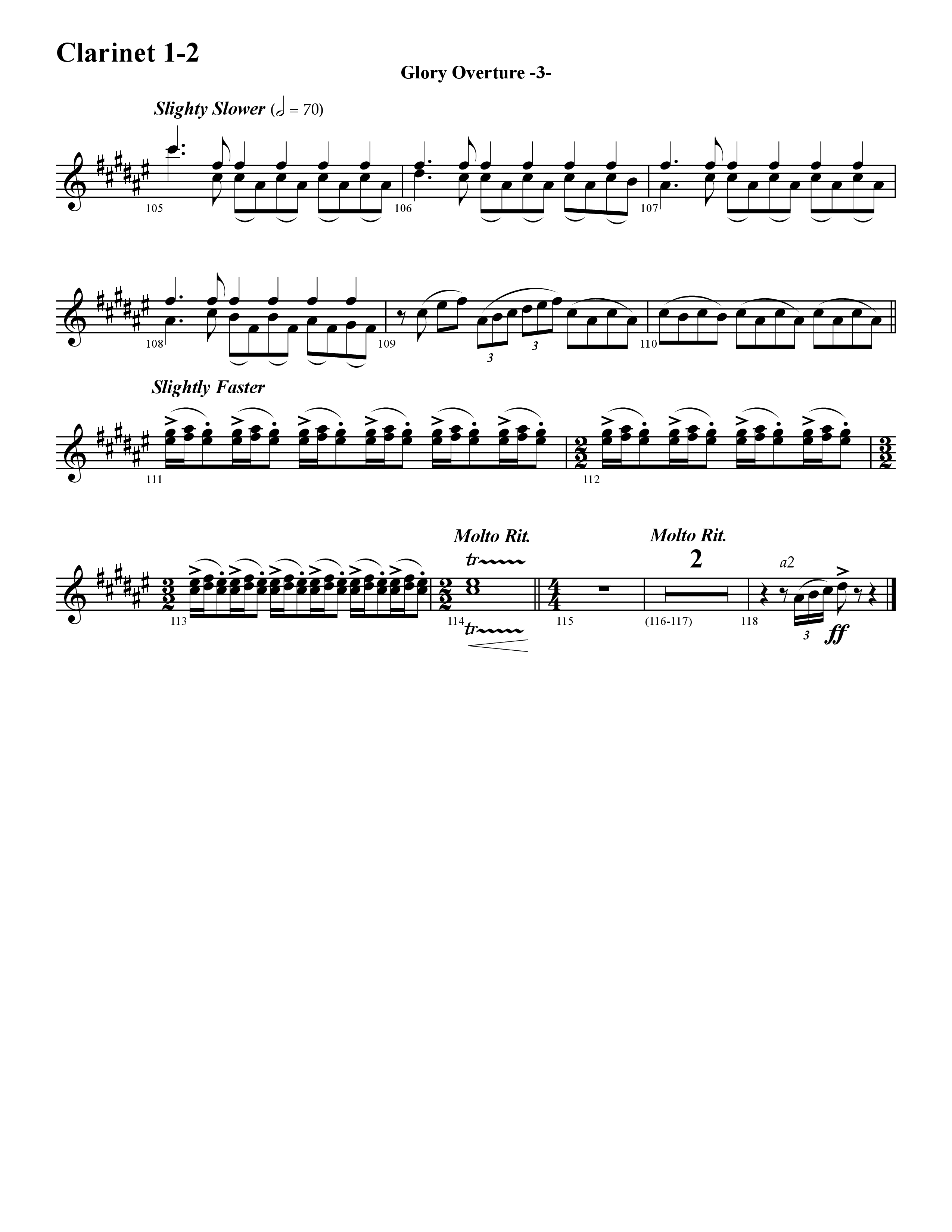 Glory Overture (Instrumental) Clarinet 1/2 (Word Music / Arr. David Hamilton)